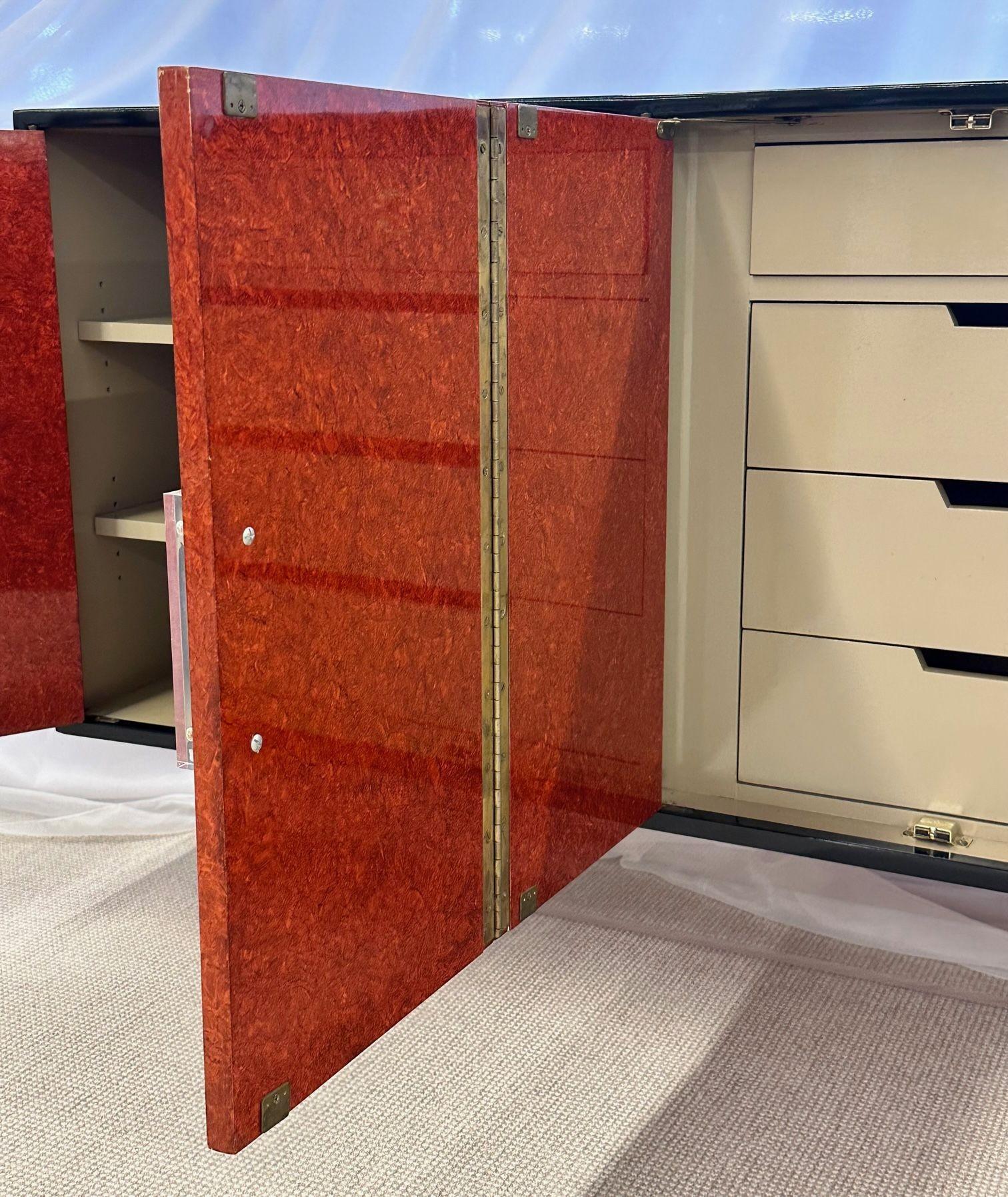 Mid-Century Modern Sideboard / Credenza, Red Lacquered and Ebony For Sale 6