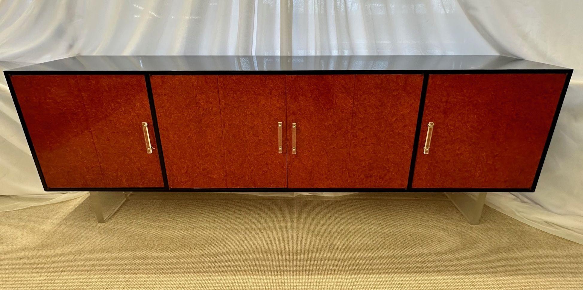 Mid-Century Modern Sideboard / Credenza, Red Lacquered and Ebony For Sale 10