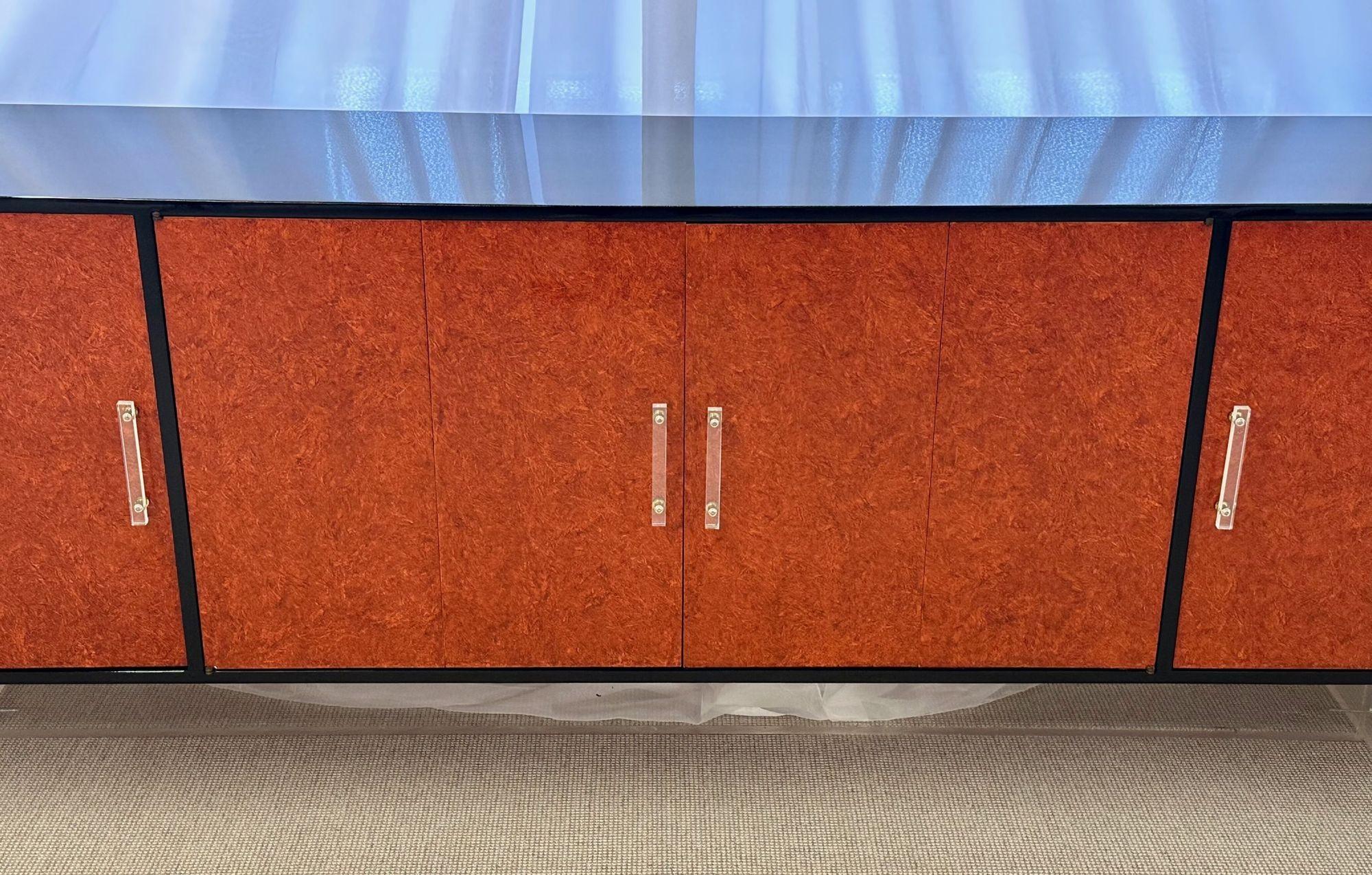 Mid-Century Modern Sideboard / Credenza, Red Lacquered and Ebony For Sale 3