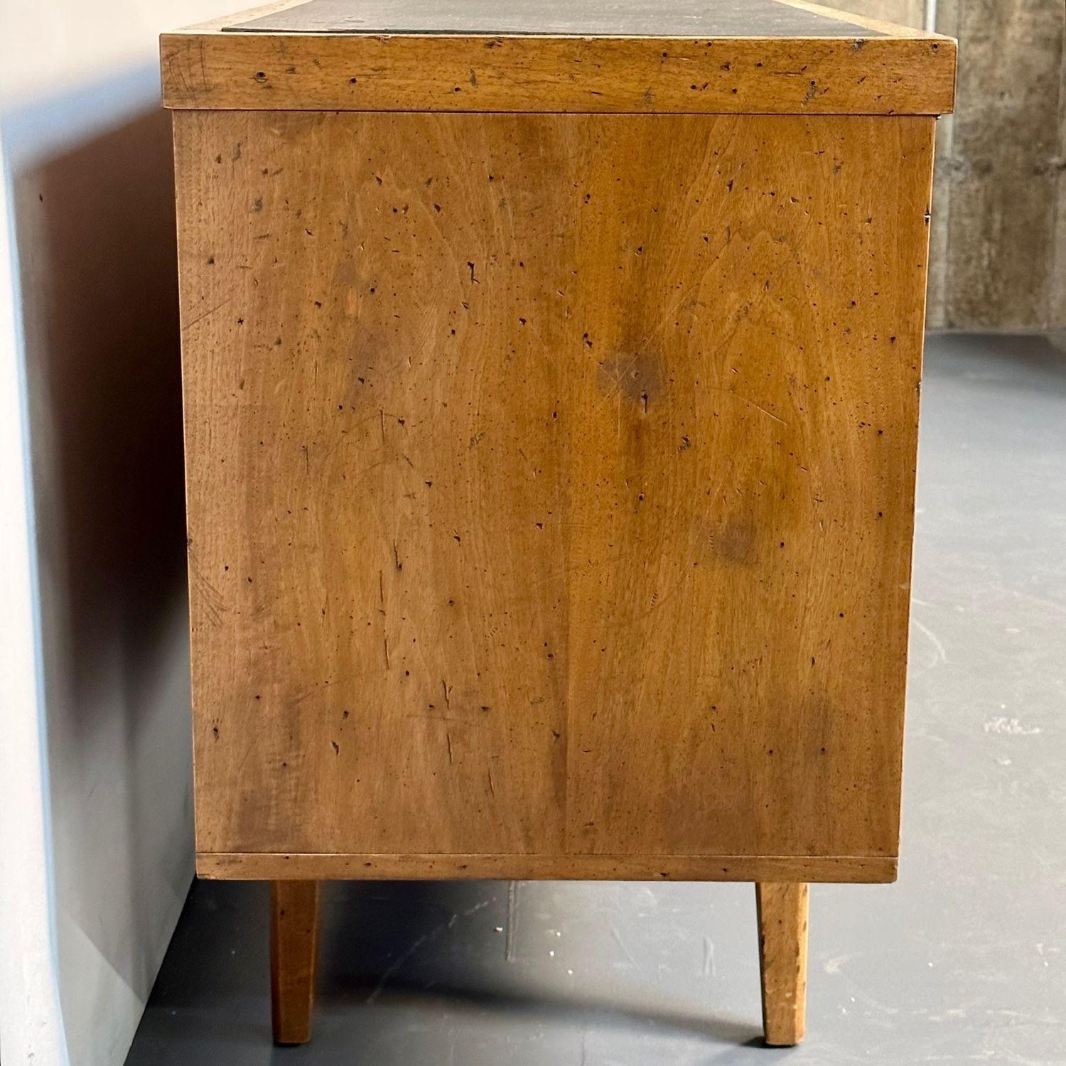 Mid-Century Modern Sideboard / Credenza, Rustic Provincial Cabinet, Slate Top For Sale 6