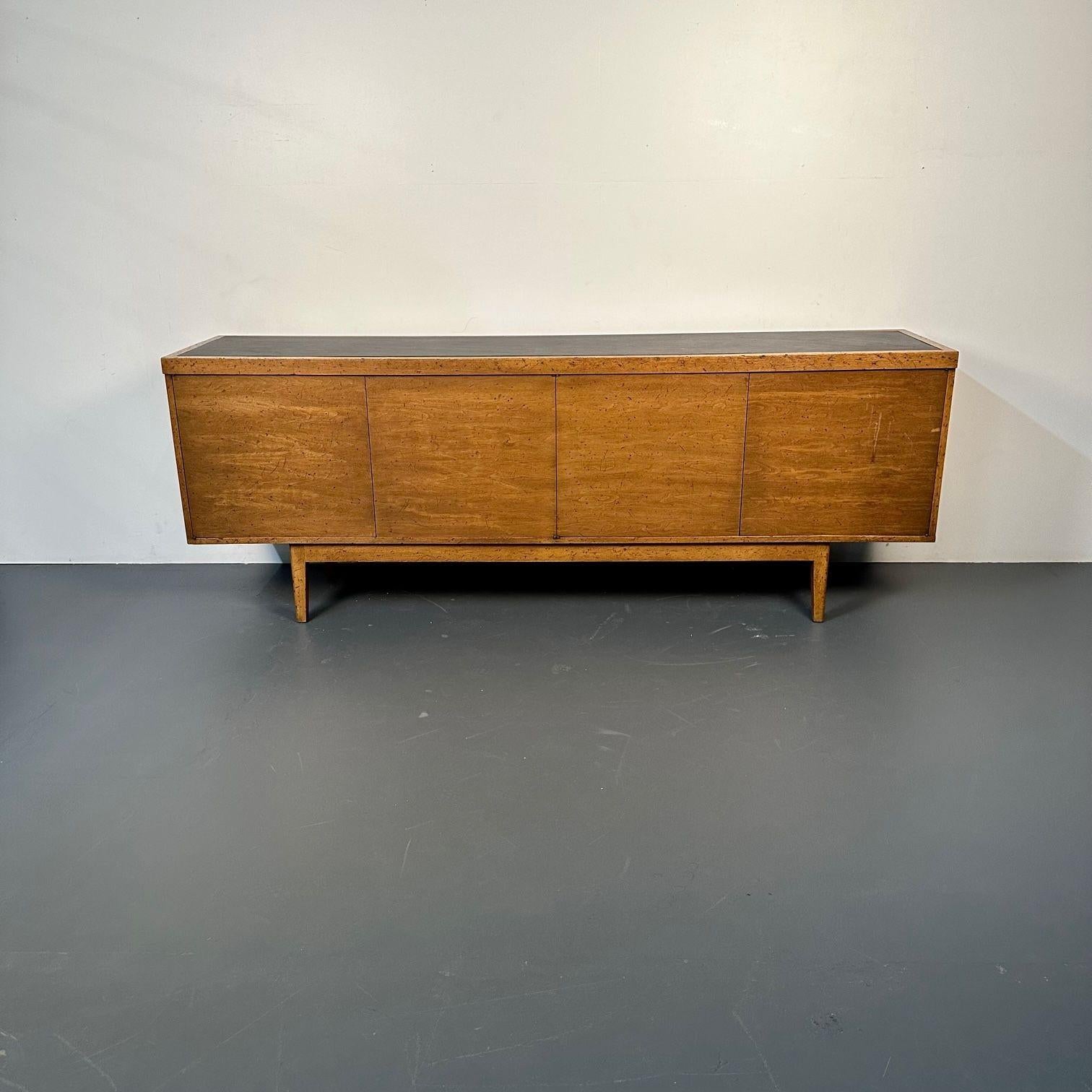 American Mid-Century Modern Sideboard / Credenza, Rustic Provincial Cabinet, Slate Top For Sale