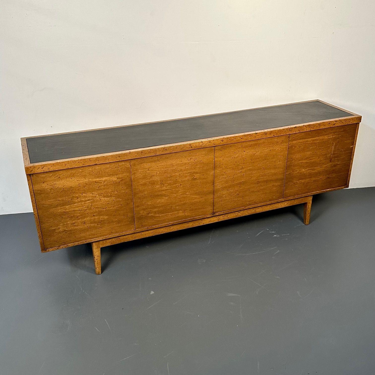 Mid-Century Modern Sideboard / Credenza, Rustic Provincial Cabinet, Slate Top For Sale 1