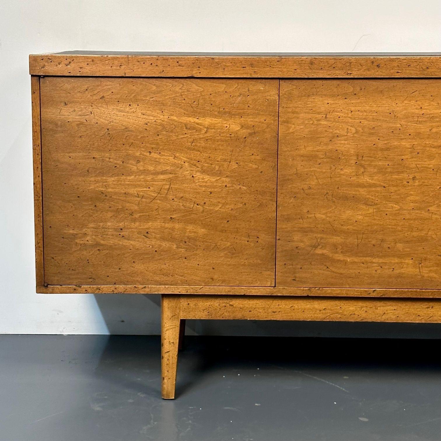 Mid-Century Modern Sideboard / Credenza, Rustic Provincial Cabinet, Slate Top For Sale 2