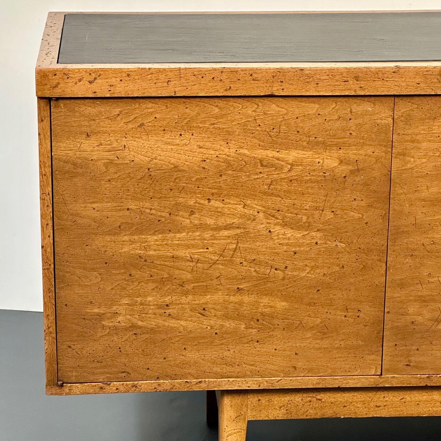 Mid-Century Modern Sideboard / Credenza, Rustic Provincial Cabinet, Slate Top For Sale 3