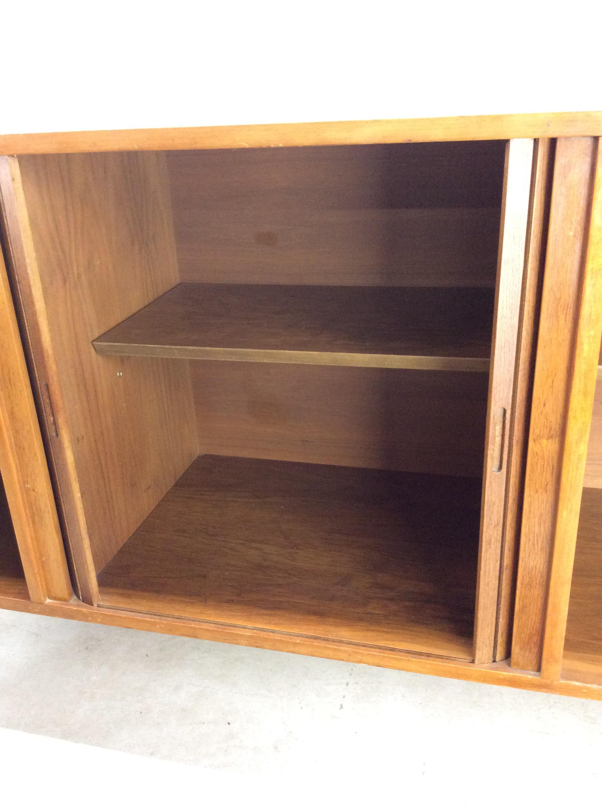 Mid Century Modern Sideboard Credenza with Beveled Cabinet Doors & Tambour Door 4