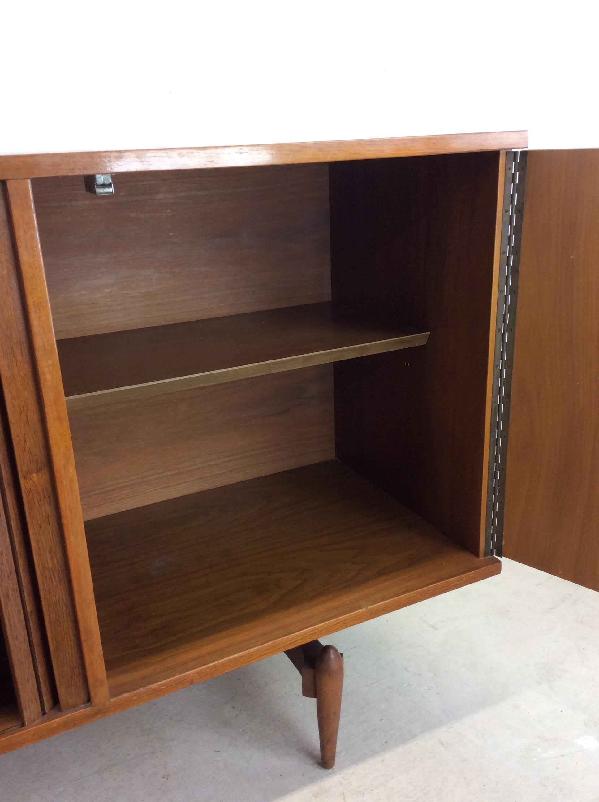 Mid Century Modern Sideboard Credenza with Beveled Cabinet Doors & Tambour Door 5