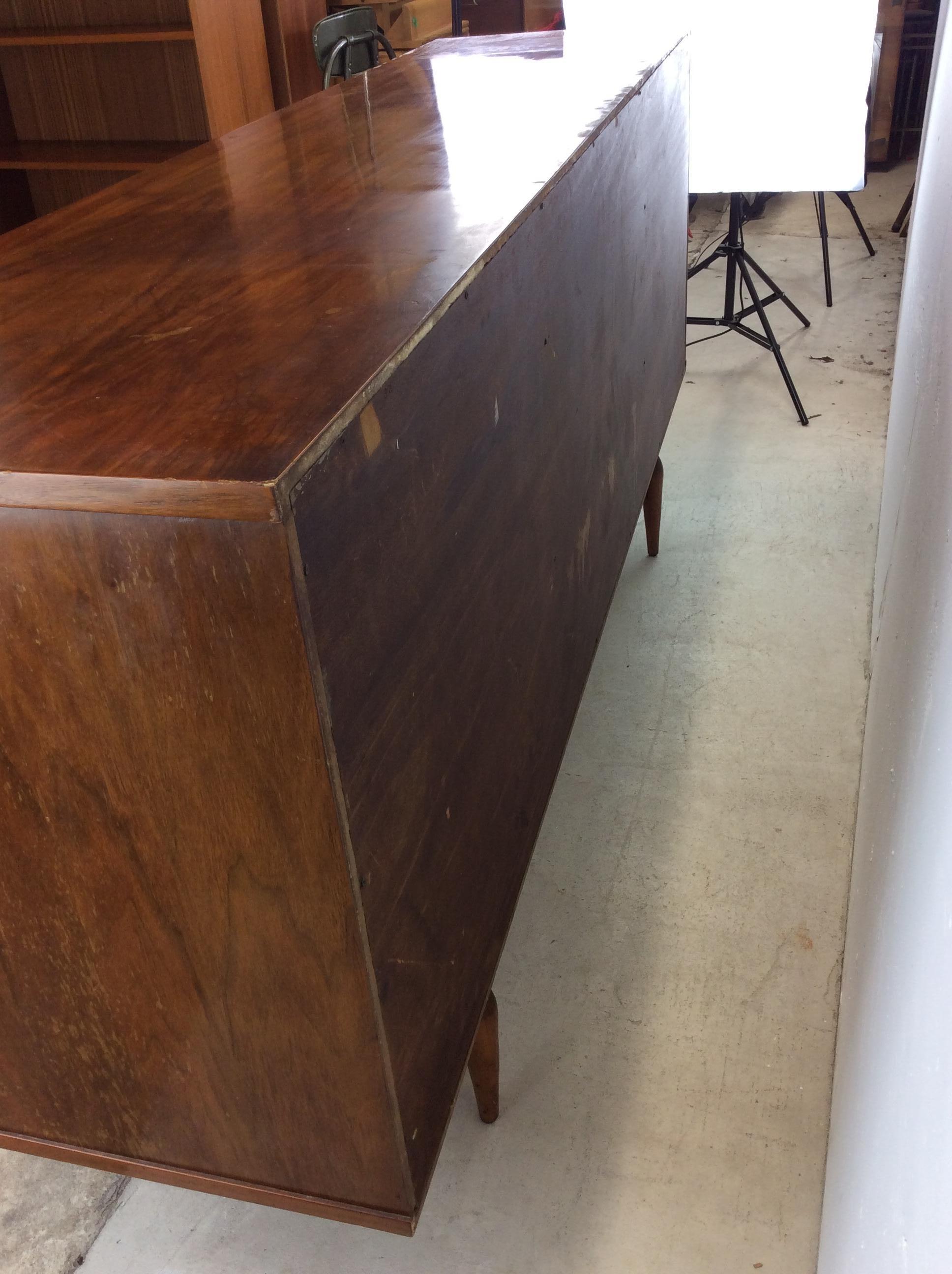 Mid Century Modern Sideboard Credenza with Beveled Cabinet Doors & Tambour Door 6