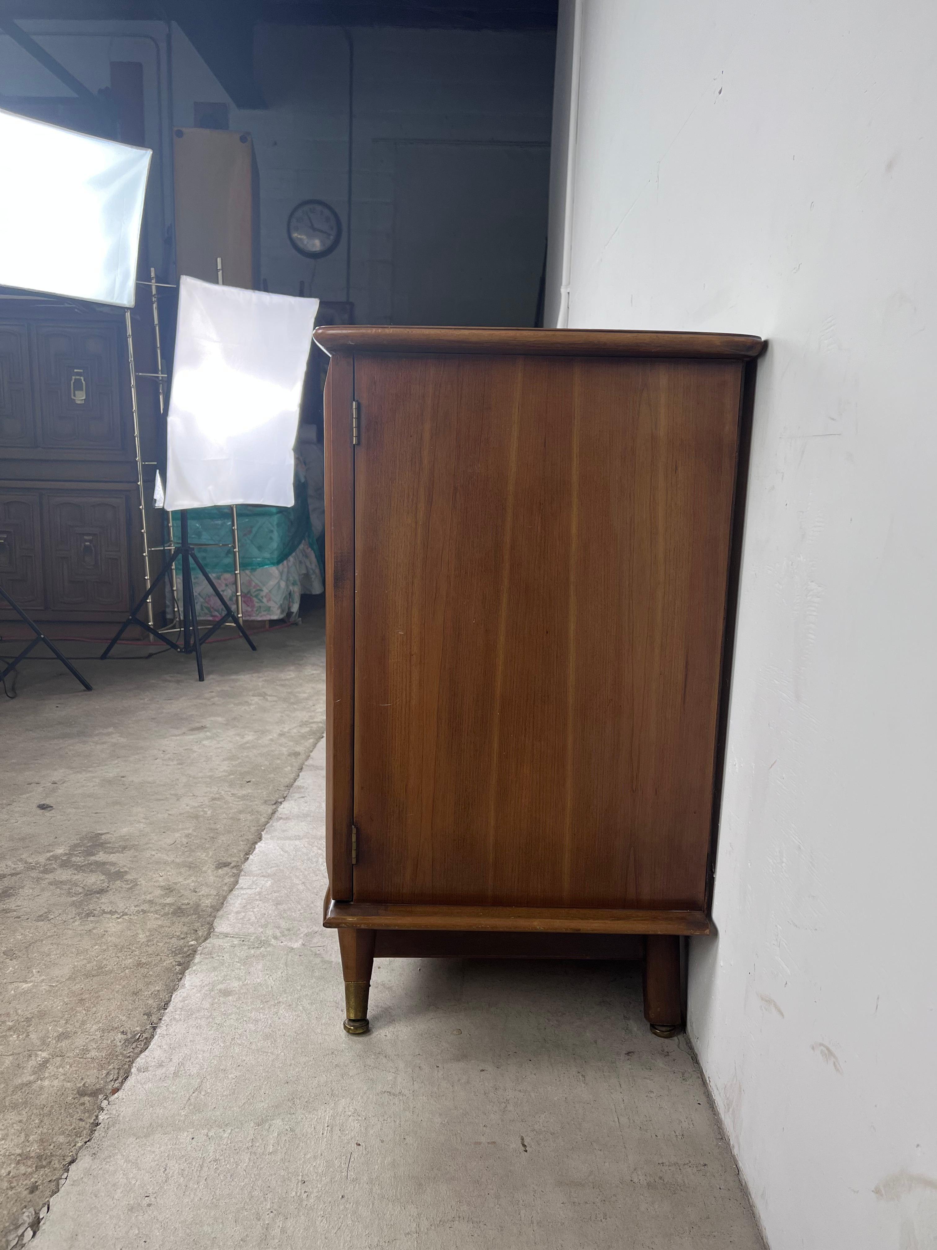 American Mid Century Modern Sideboard Credenza with Brass Capped Feet For Sale