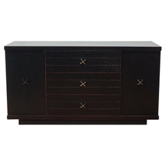 Buffet moderne du milieu du siècle en finition noir mat vieilli