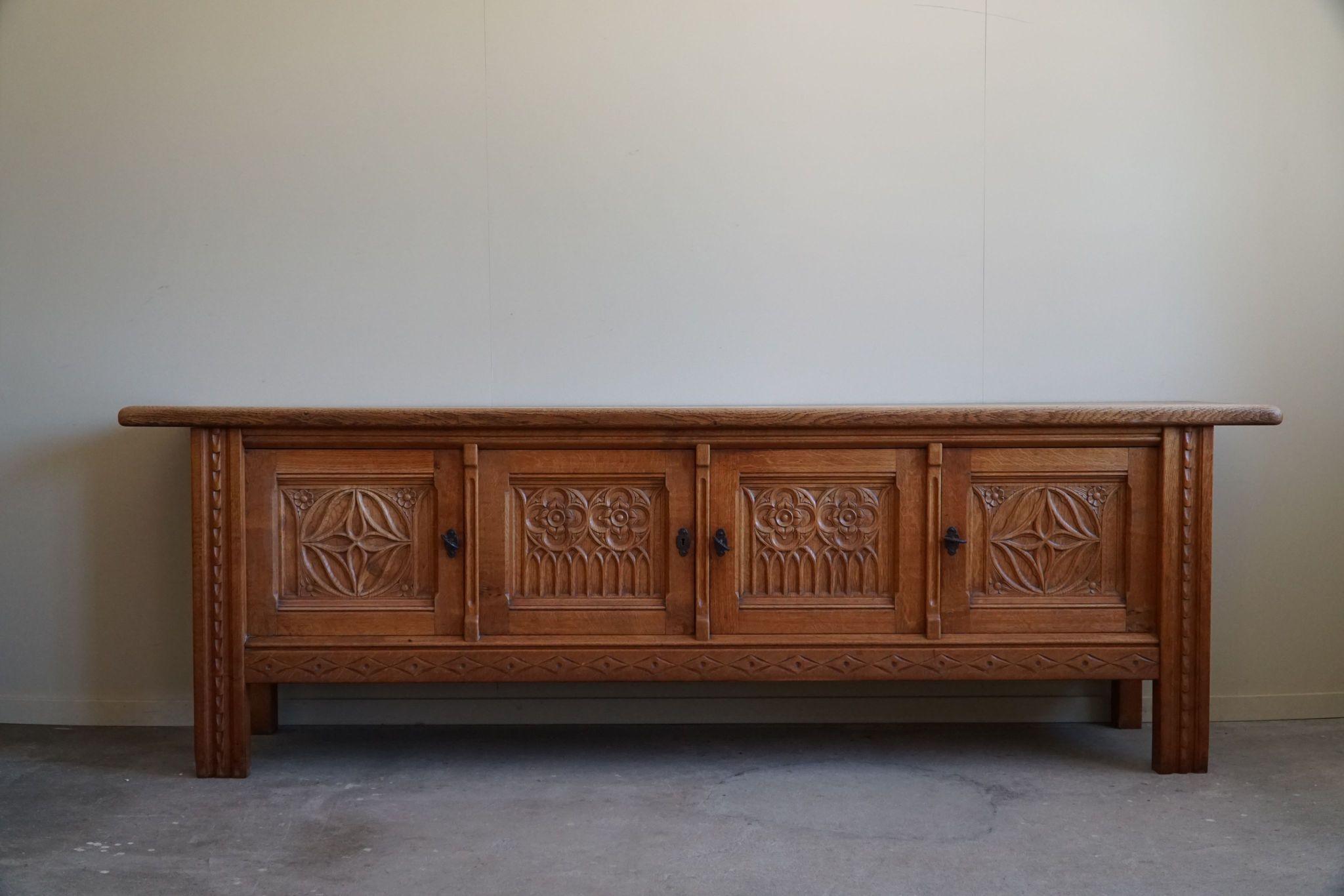 20th Century Mid Century Modern Sideboard in Oak, Handcrafted by a Danish Cabinetmaker, 1950s For Sale