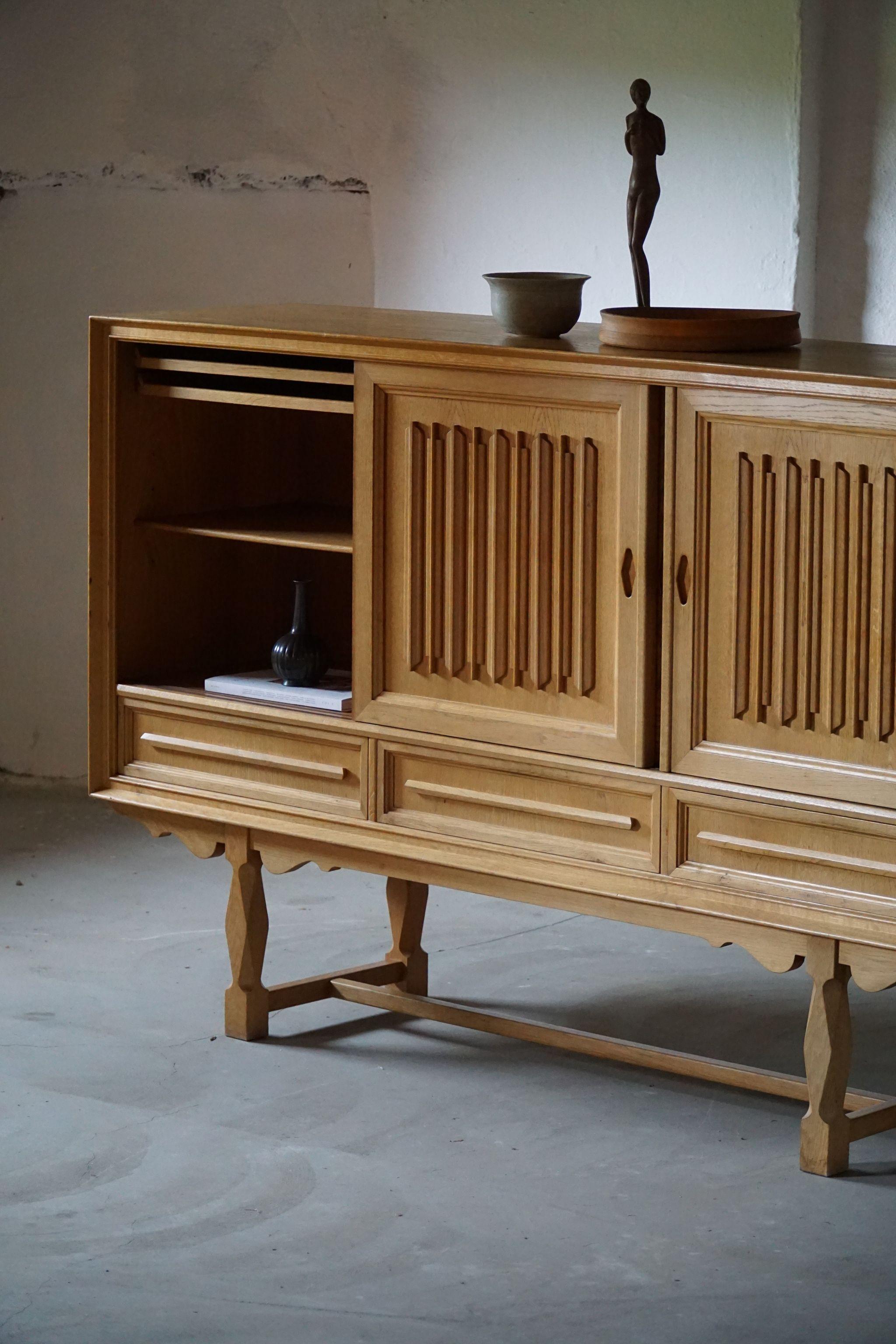 Mid-Century Modern Sideboard in Solid Oak, Made by a Danish Cabinetmaker, 1960s In Good Condition In Odense, DK