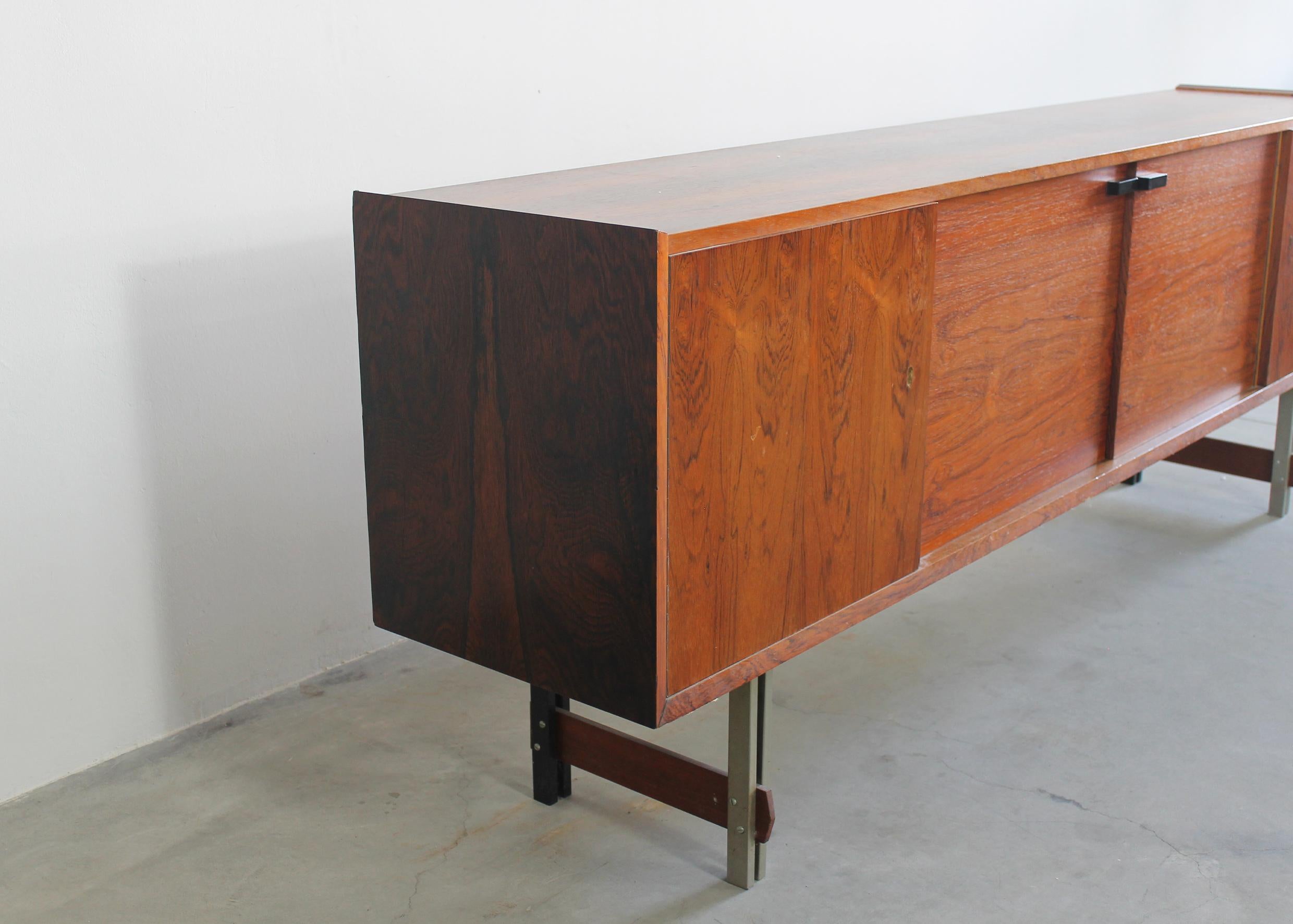 Mid-Century Modern Sideboard in Wood and Metal Italian Manufacture 1960s 3