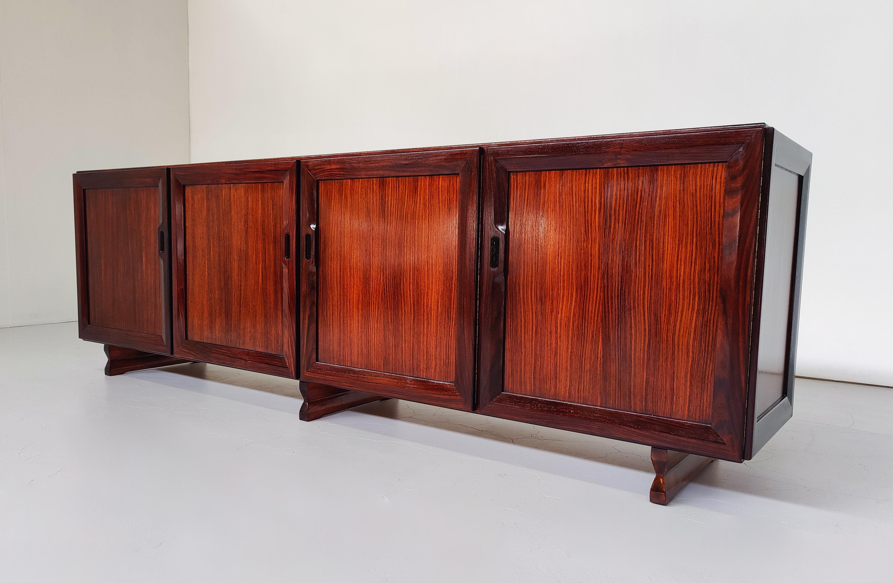 Wood Mid-Century Modern Sideboard MB15 by Fanco Albini for Poggi, Italy, 1950s For Sale