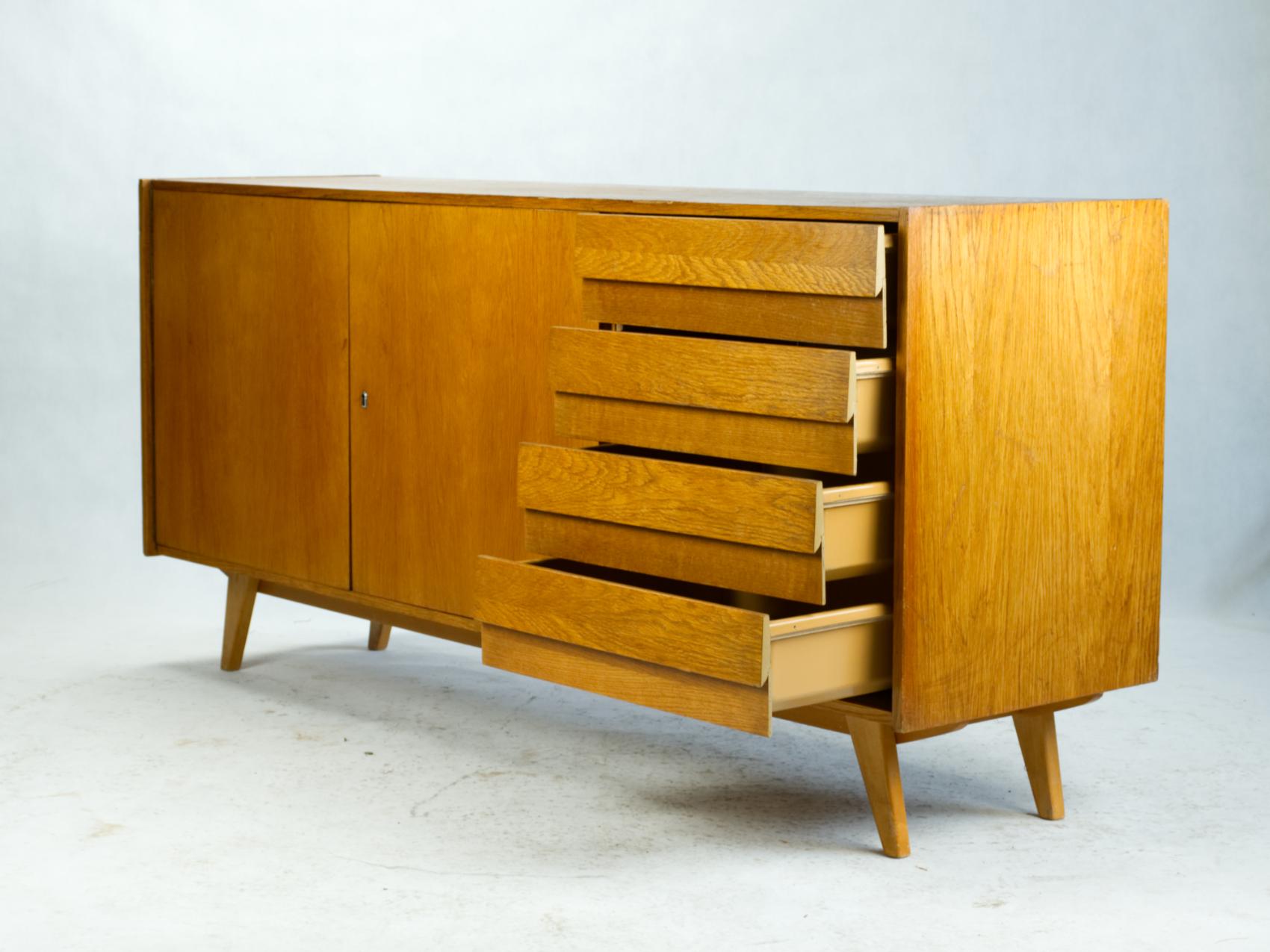 Veneer Mid-Century Modern Sideboard U-460 by Jiri Jiroutek, 1960s, Czechoslovakia