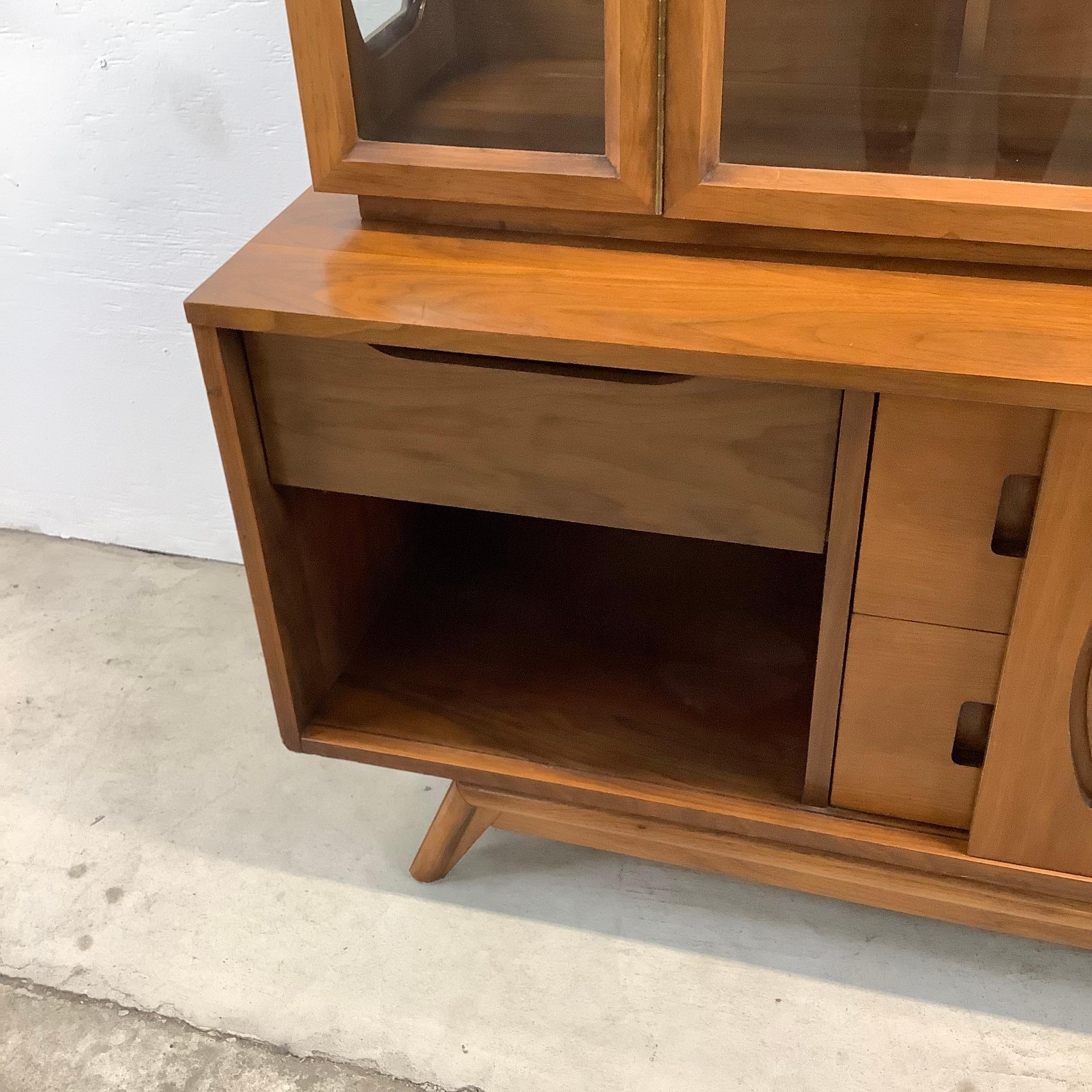Mid-Century Modern Sideboard with China Cabinet Display 11