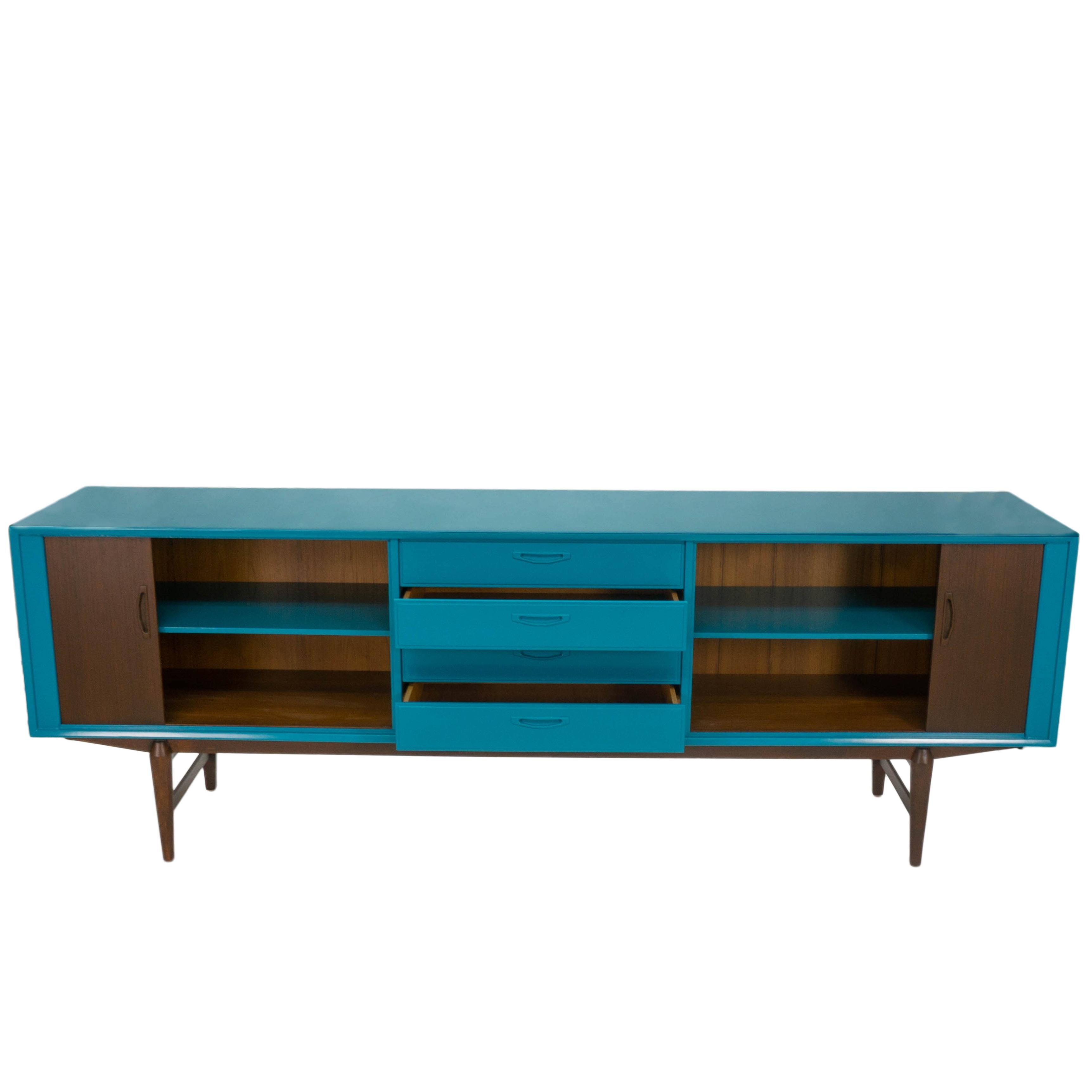 Stained Mid-Century Modern Sideboard with Drawers For Sale