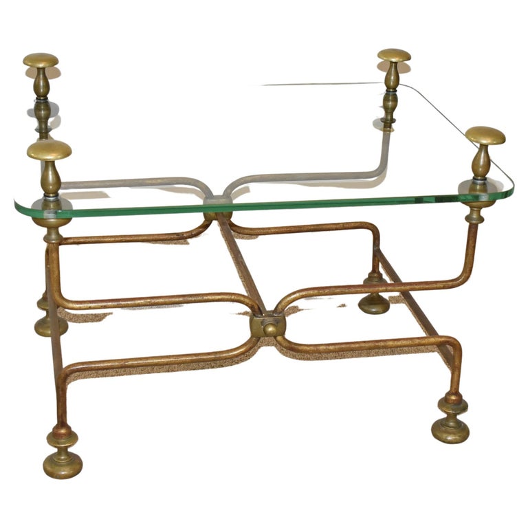 MidCentury Modern Sidetable with Glass Top For Sale at 1stDibs