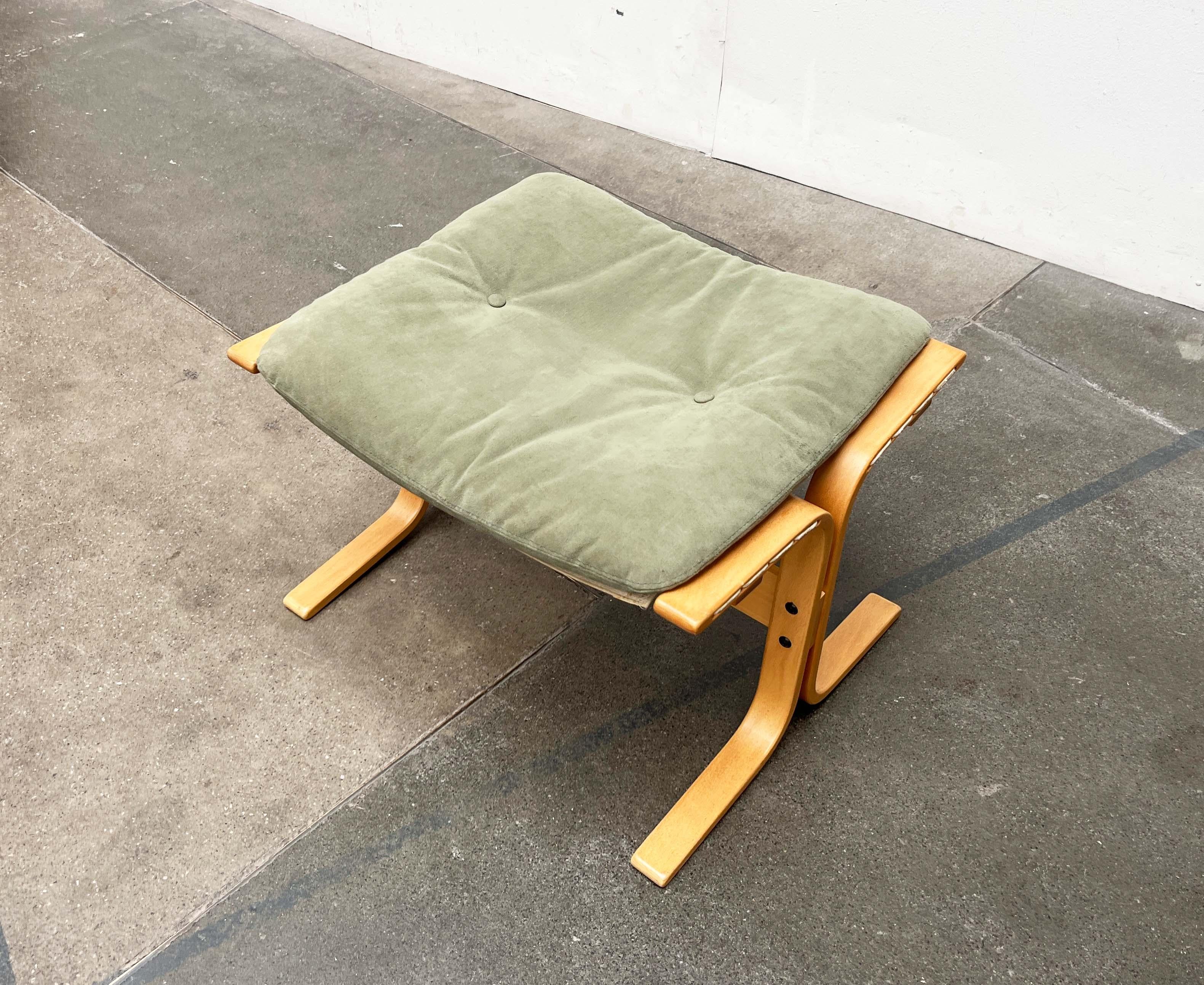 Sgabello Siesta moderno di metà secolo Greene & Greene in pelle nubuk Ingmar Relling Westnofa in vendita 7