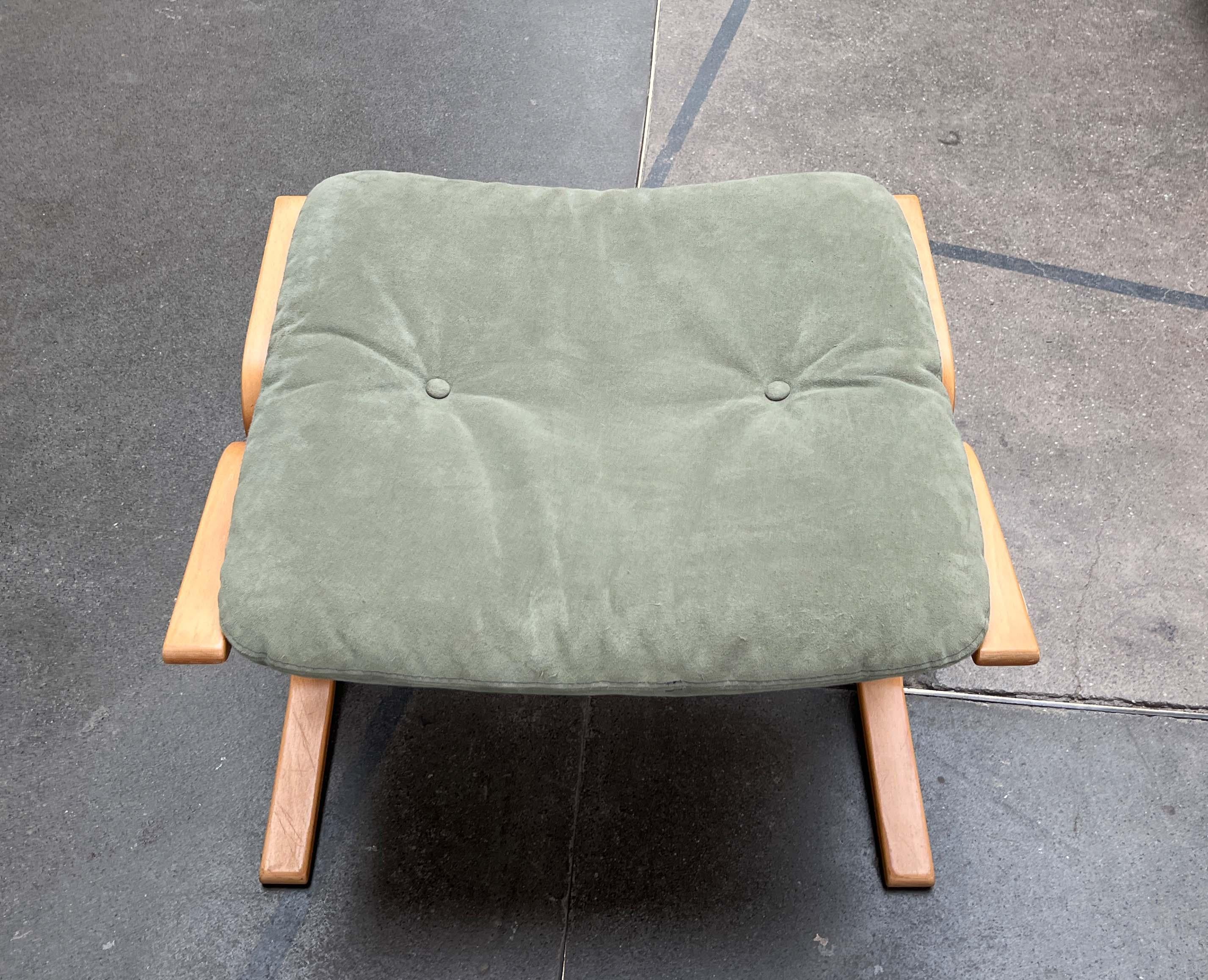 Sgabello Siesta moderno di metà secolo Greene & Greene in pelle nubuk Ingmar Relling Westnofa in vendita 8