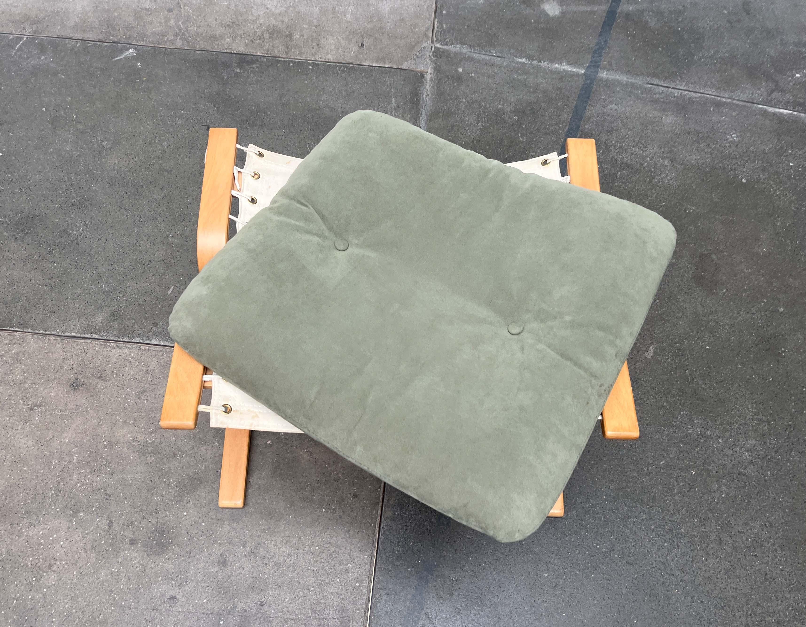 Sgabello Siesta moderno di metà secolo Greene & Greene in pelle nubuk Ingmar Relling Westnofa in vendita 11