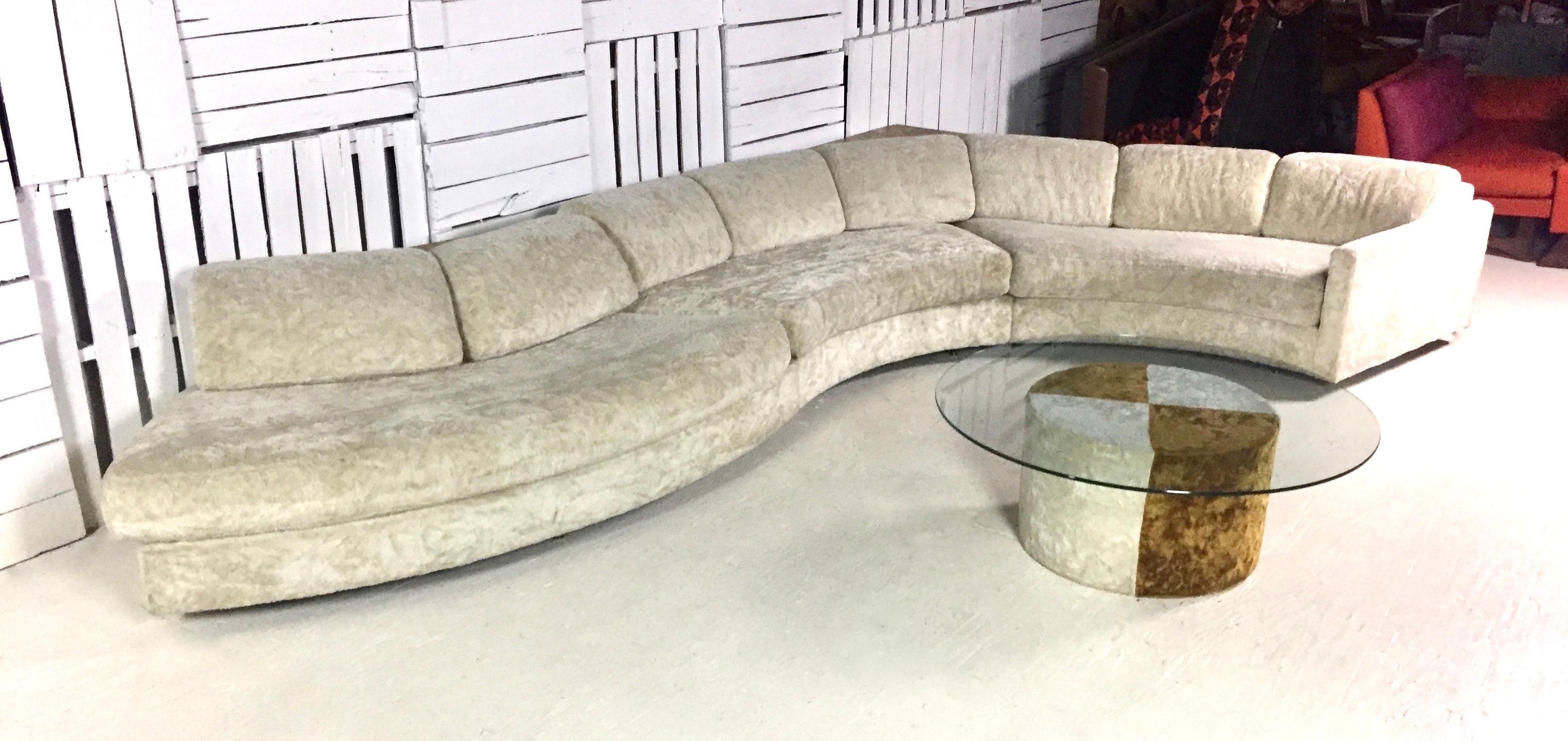 Fabric Mid-Century Modern Signed Adrian Pearsall Curved Serpentine Sectional Sofa