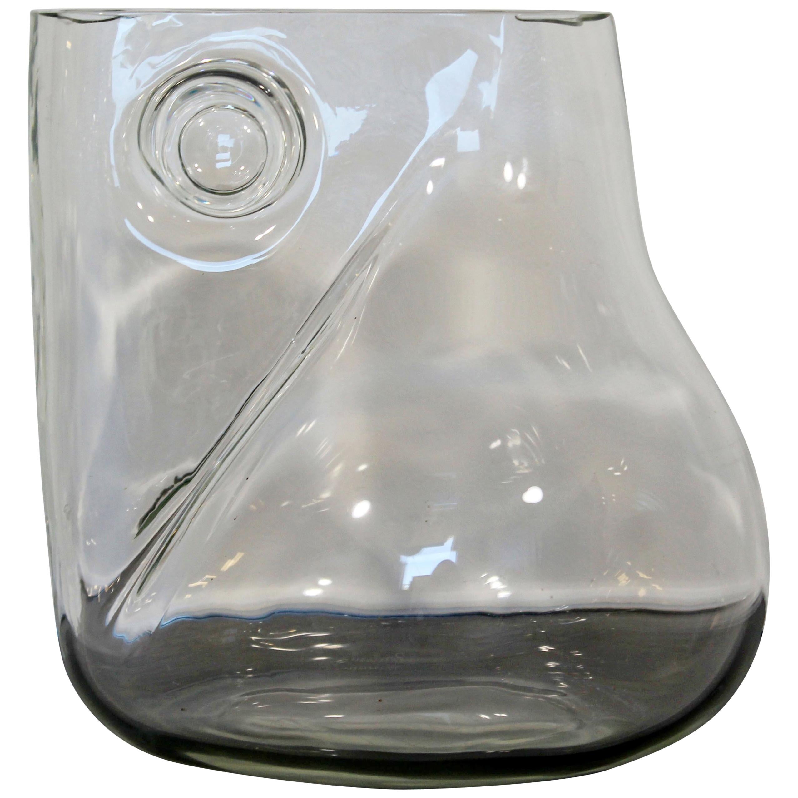 Mid-Century Modern Signed Alfredo Barbini Murano Glass Art Vase Pitcher, Italy
