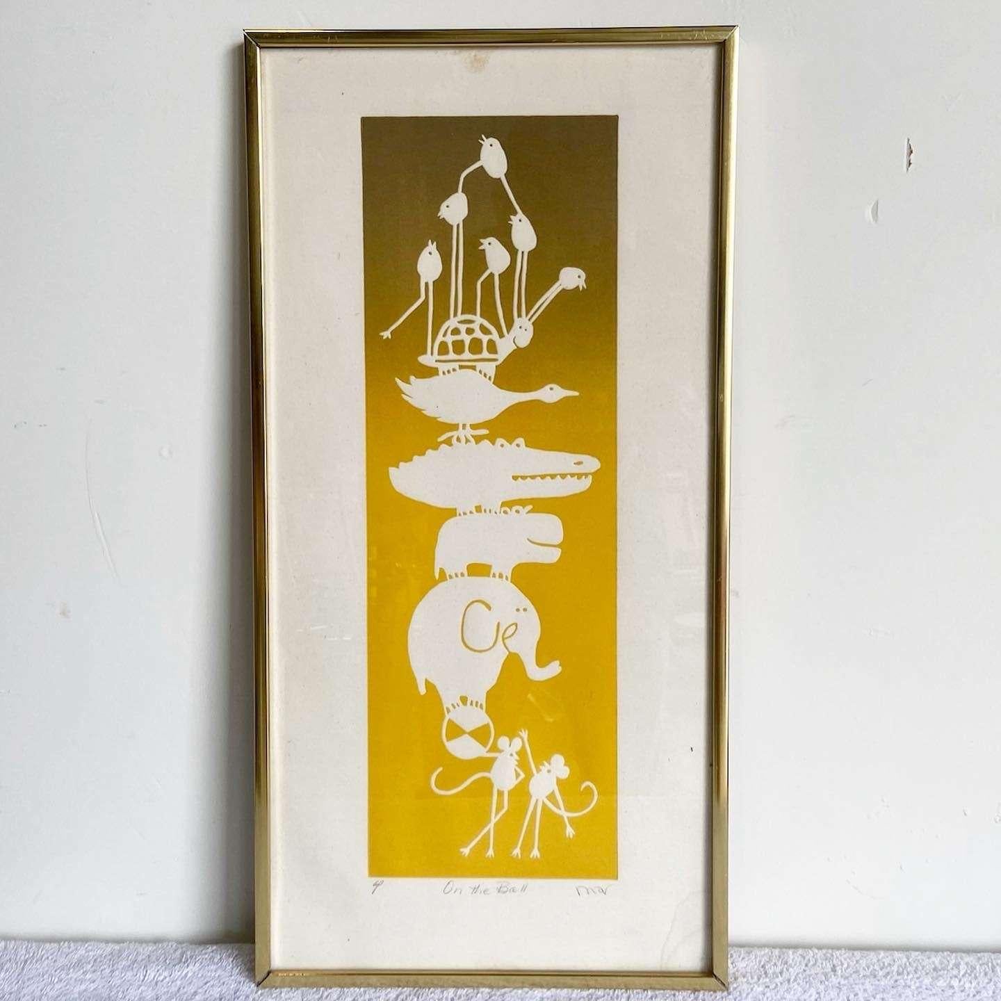 Mid Century Modern Signed and Framed Lithographs by Mar - a Pair In Good Condition For Sale In Delray Beach, FL