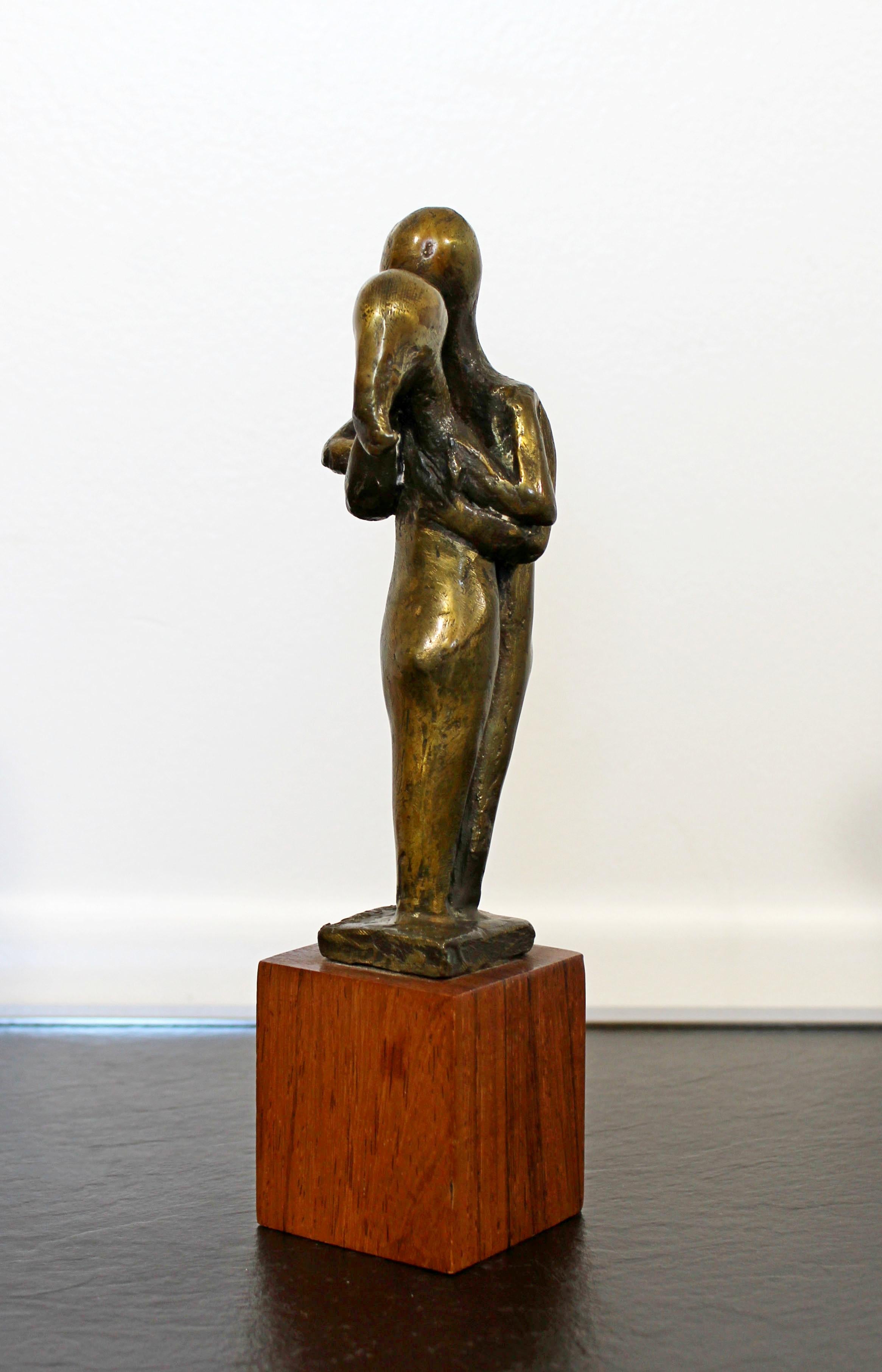Mid-Century Modern Signed Arthur Schneider Bronze Couple Sculpture Wood Base 2