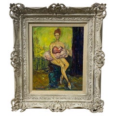 Mid-Century Modern Signed Ballerina Oil Canvas Original Impressionistic Painting