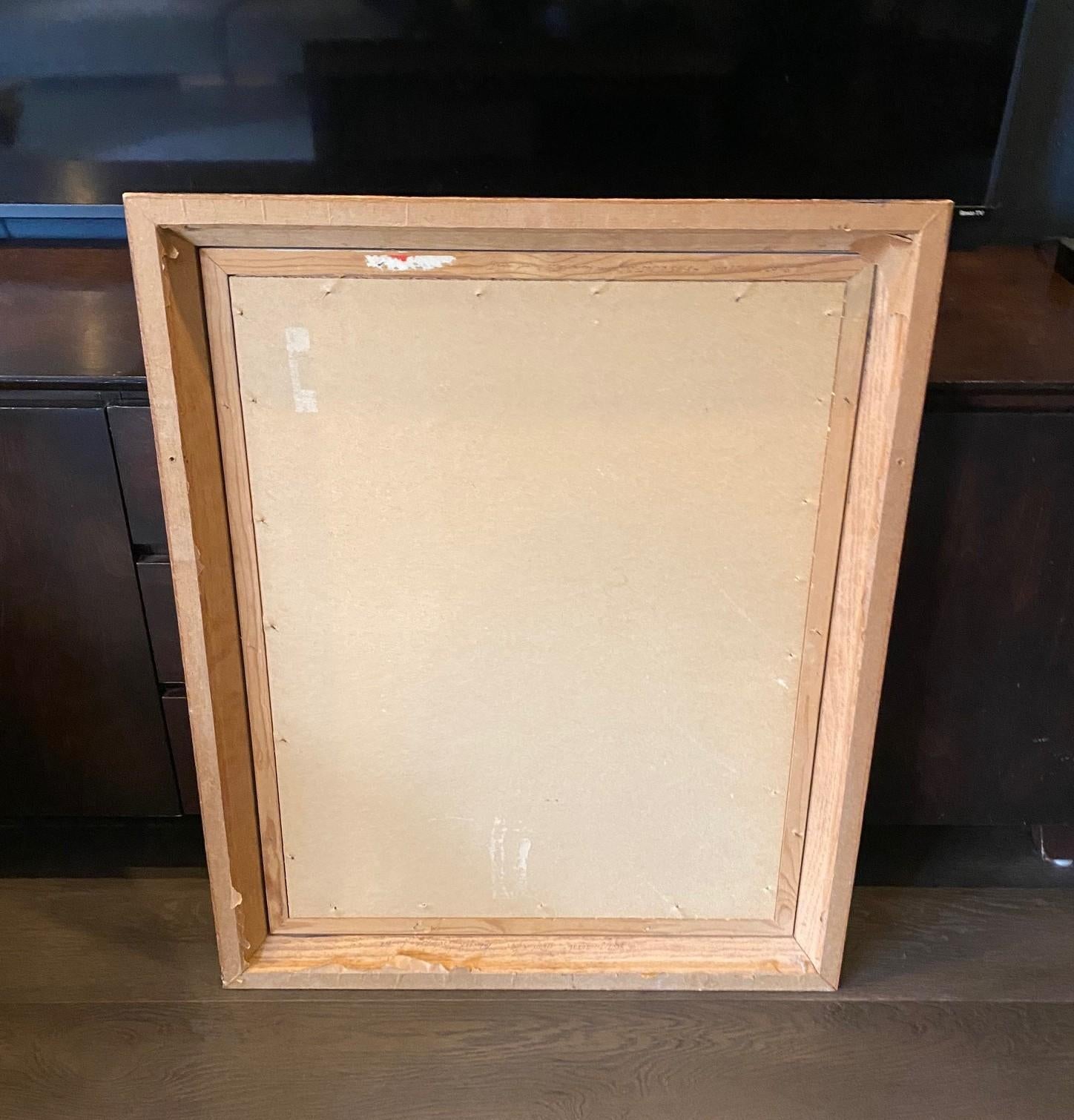 Mid-Century Modern Signed California Modernist Portrait Framed Art Painting For Sale 8