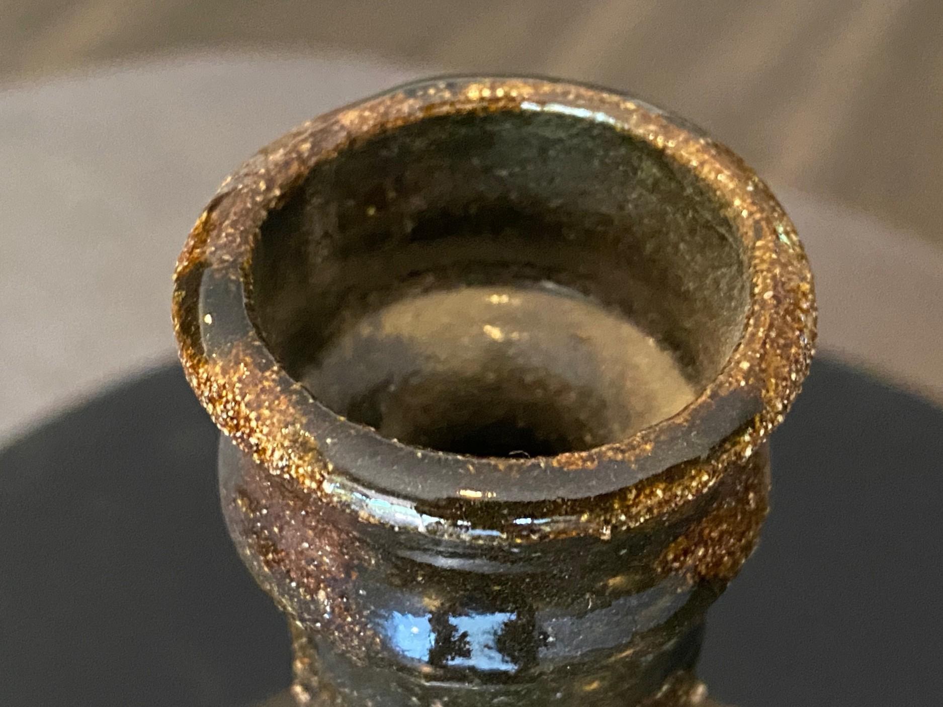 Vase d'art à glaçure Tenmoku, signé California Studio Pottery, mi-siècle moderne en vente 3