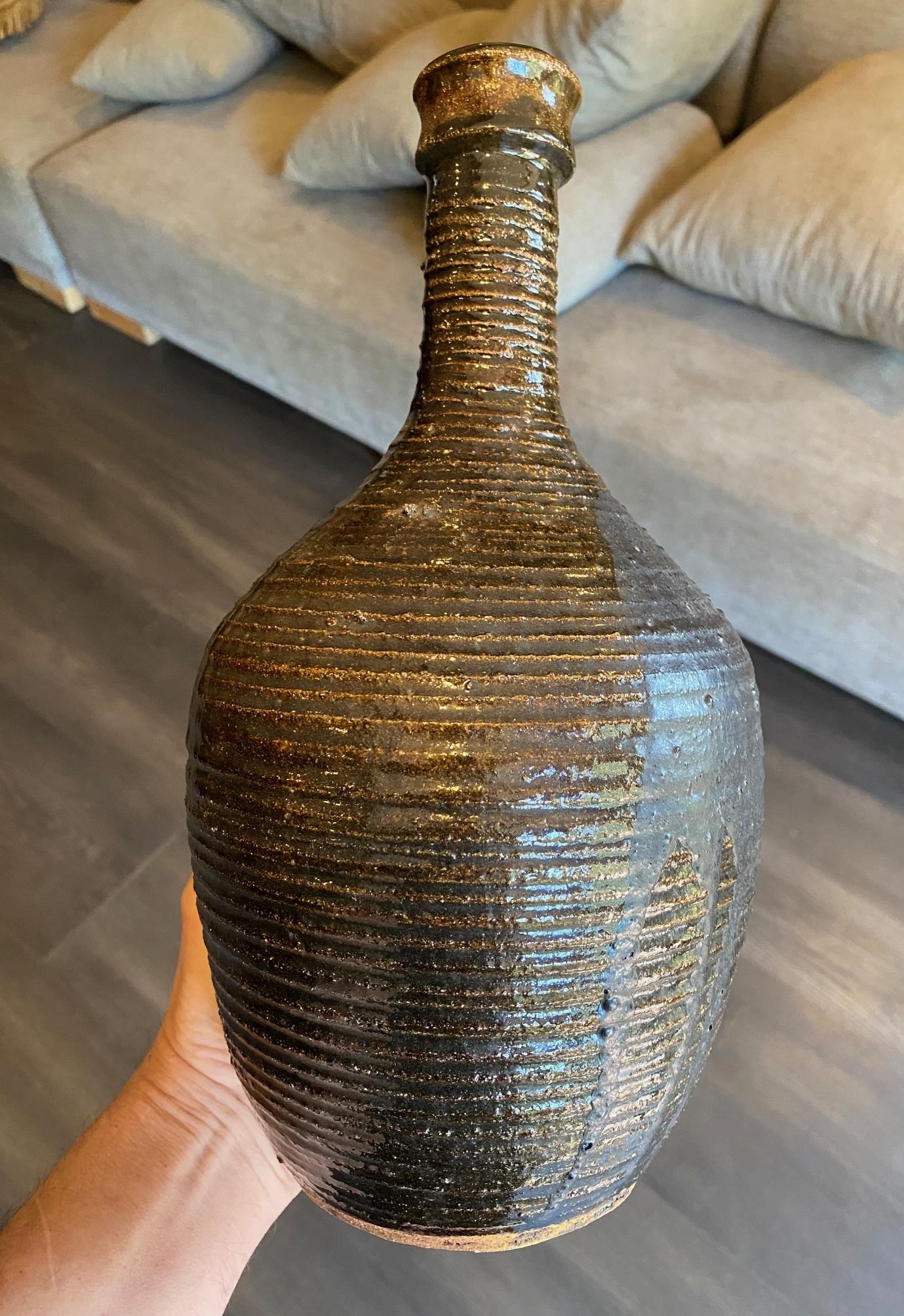 Vase d'art à glaçure Tenmoku, signé California Studio Pottery, mi-siècle moderne en vente 6
