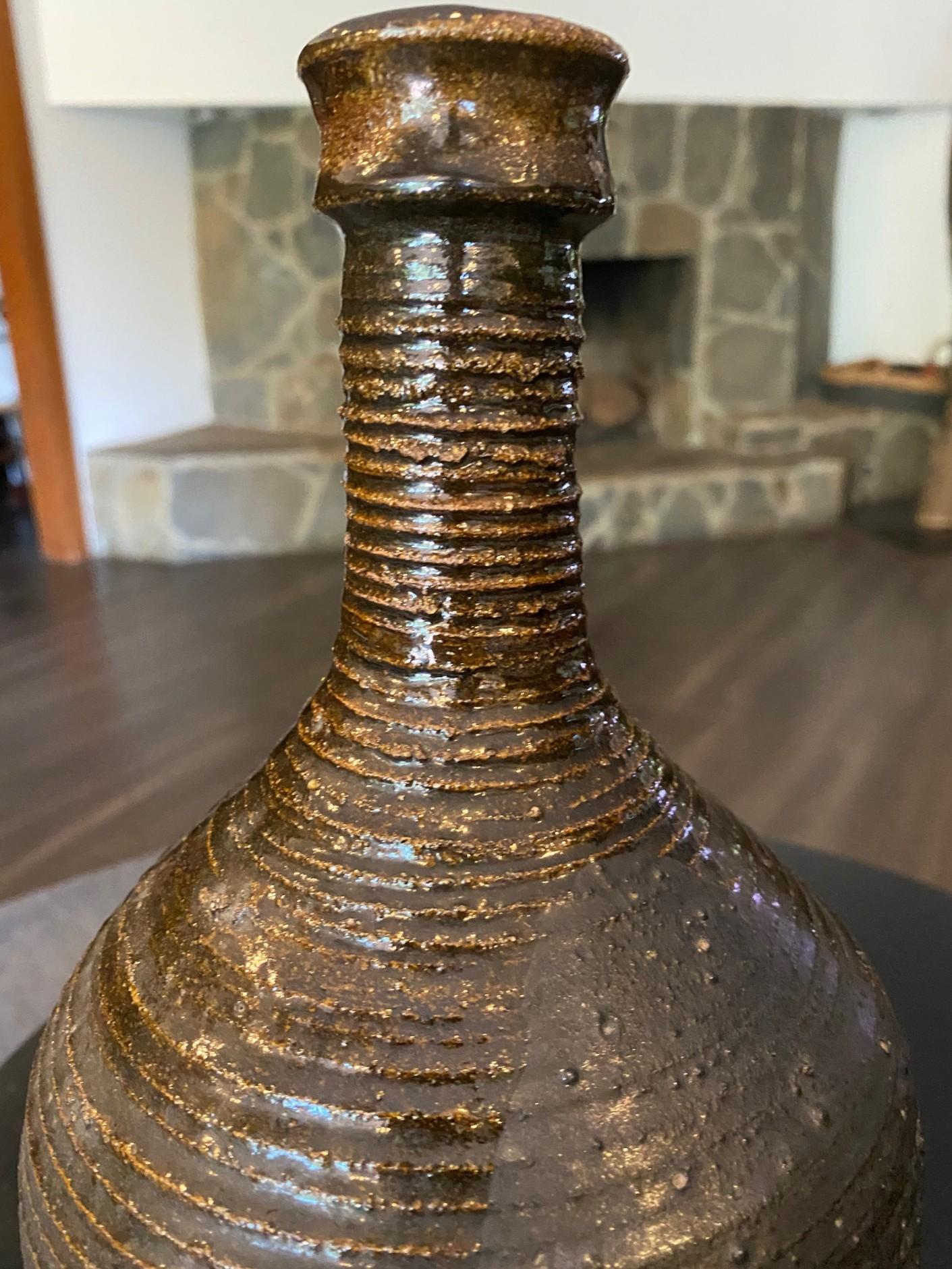 Américain Vase d'art à glaçure Tenmoku, signé California Studio Pottery, mi-siècle moderne en vente