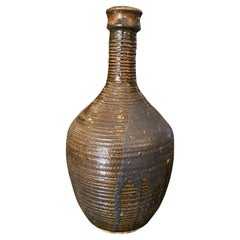 Vase d'art à glaçure Tenmoku, signé California Studio Pottery, mi-siècle moderne