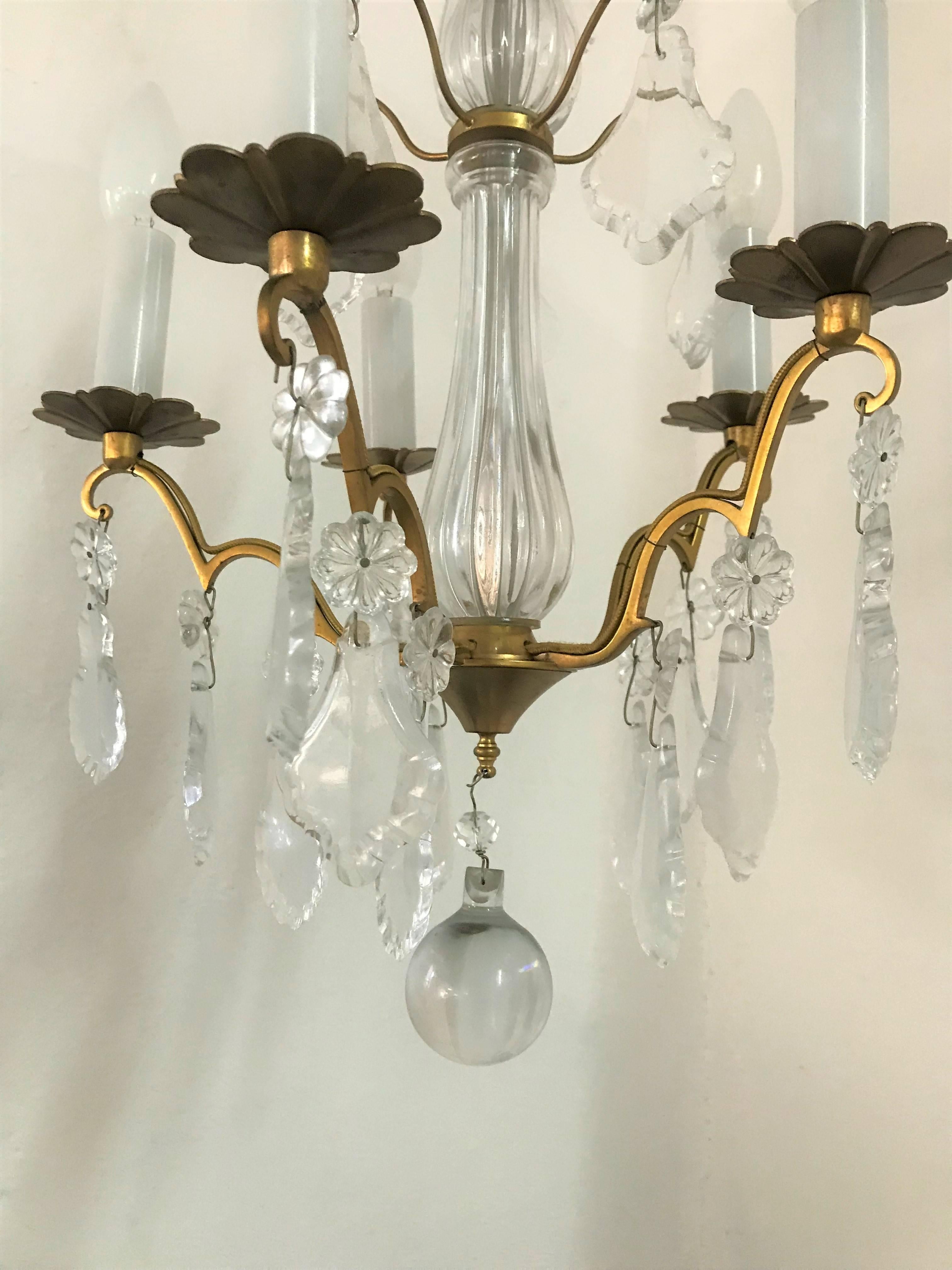 French Mid-Century Modern signed Chandelier by Baccarat, France, circa 1950