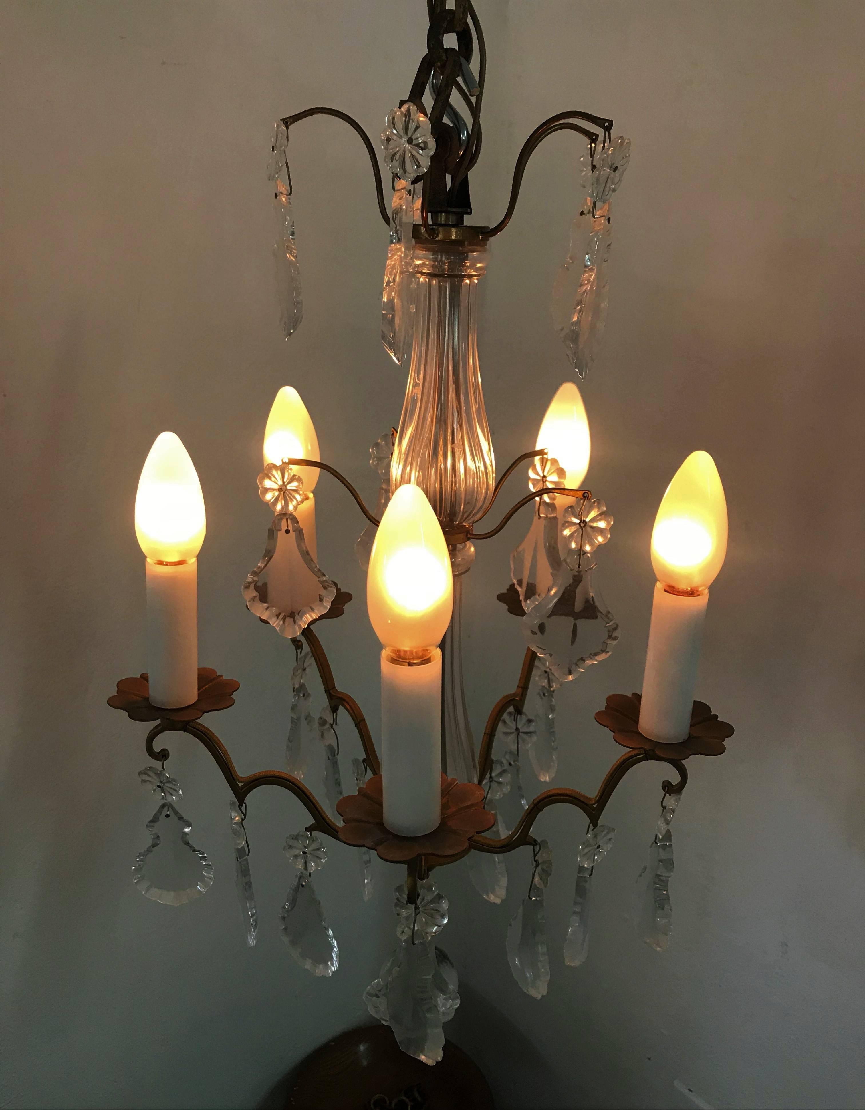 Mid-Century Modern signed Chandelier by Baccarat, France, circa 1950 In Good Condition In Merida, Yucatan