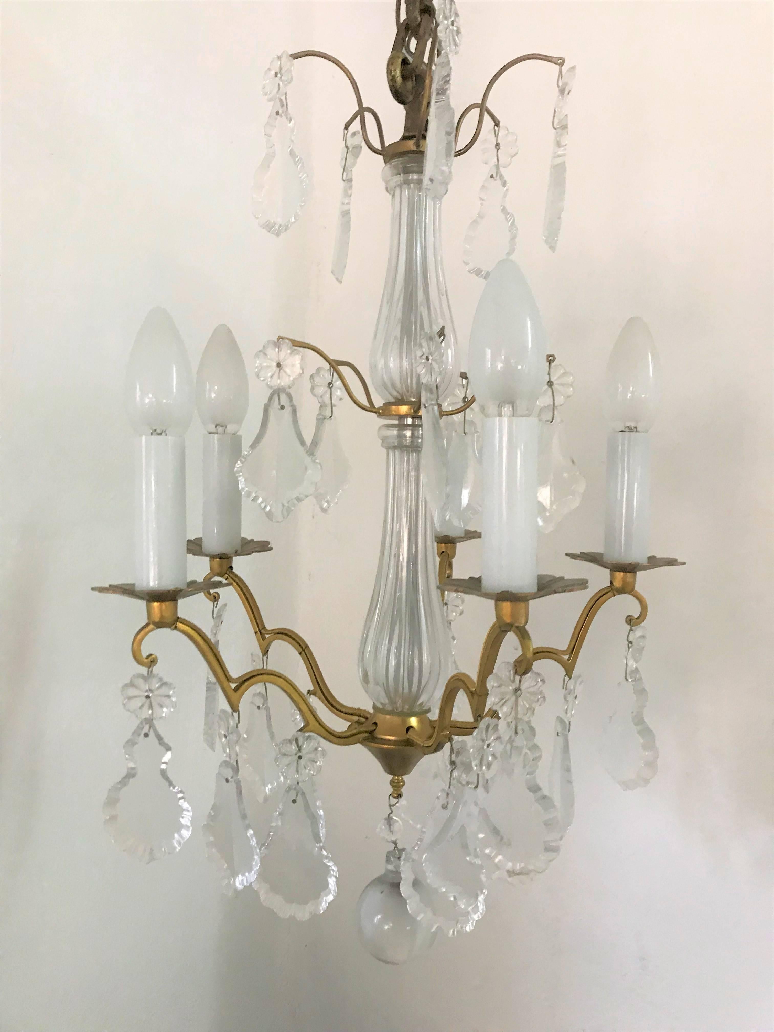 20th Century Mid-Century Modern signed Chandelier by Baccarat, France, circa 1950