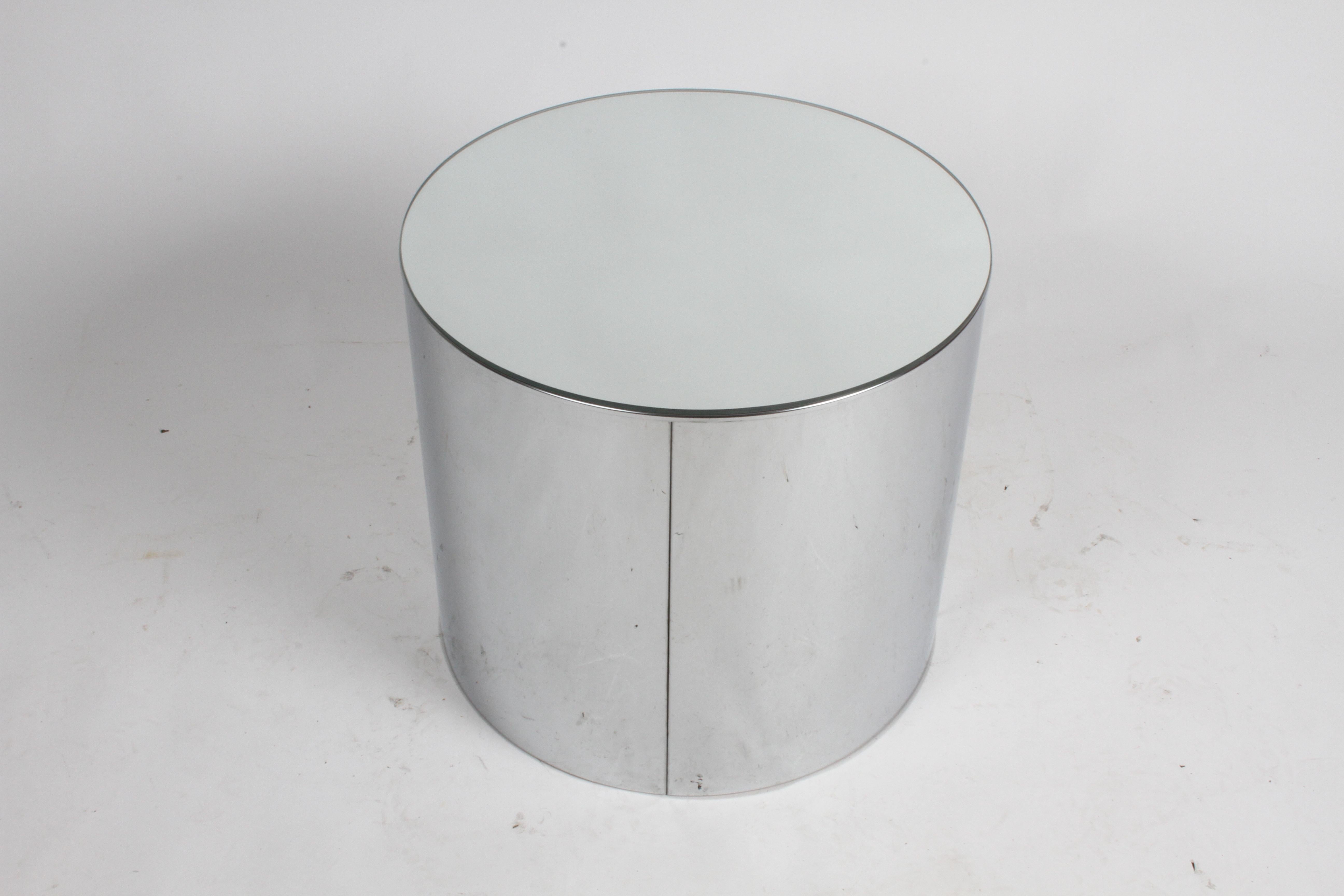 Mid-Century Modern Signed Curtis Jeré Chrome Drum End Table or Pedestal, 1970s 6