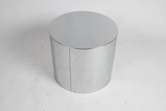 Mid-Century Modern Signed Curtis Jeré Chrome Drum End Table or Pedestal, 1970s