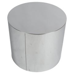 Mid-Century Modern Signed Curtis Jeré Chrome Drum End Table or Pedestal, 1970s