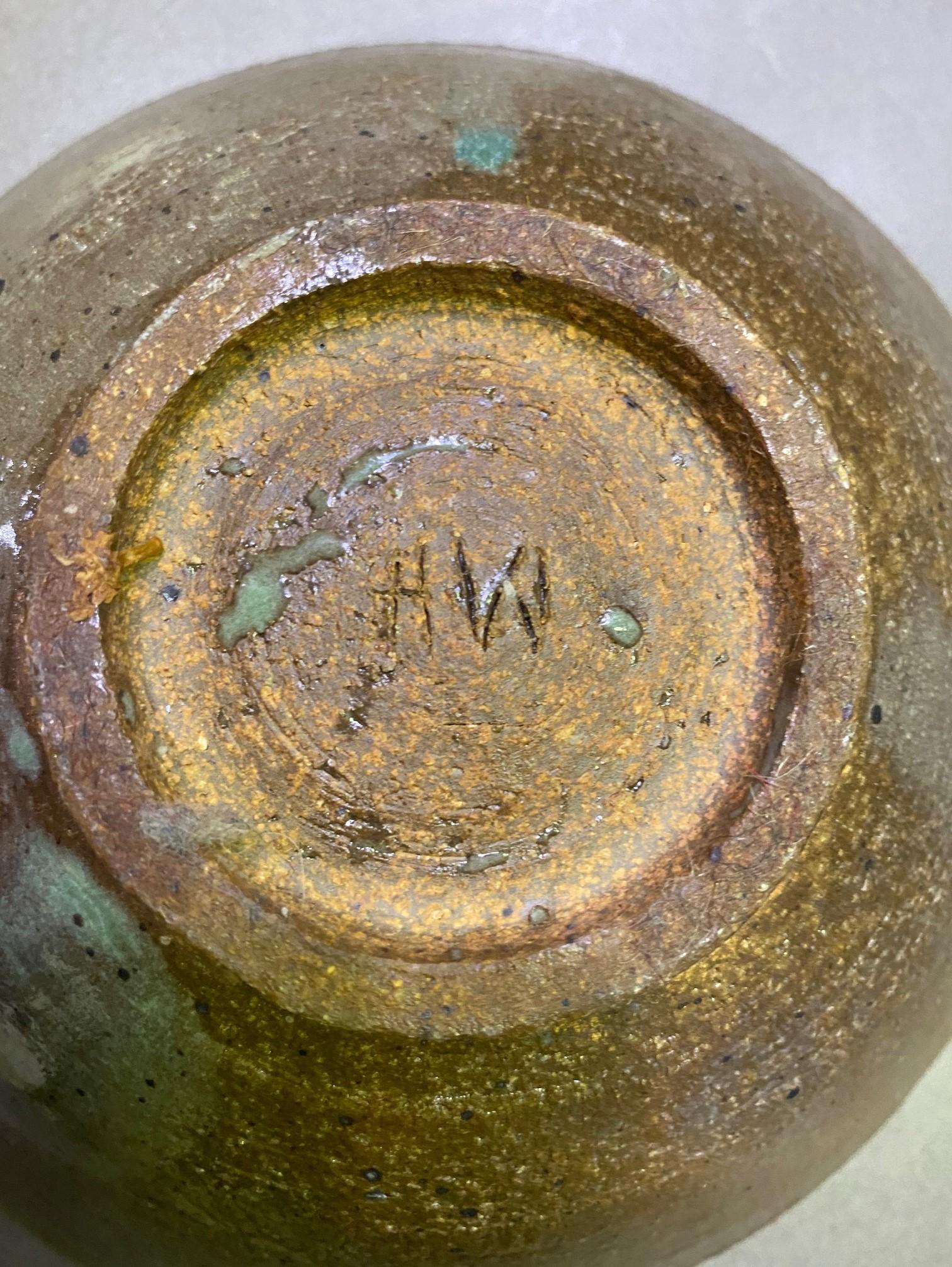 Mid-Century Modern Signed Deep Blue Glazed Pottery Ceramic Bowl 5