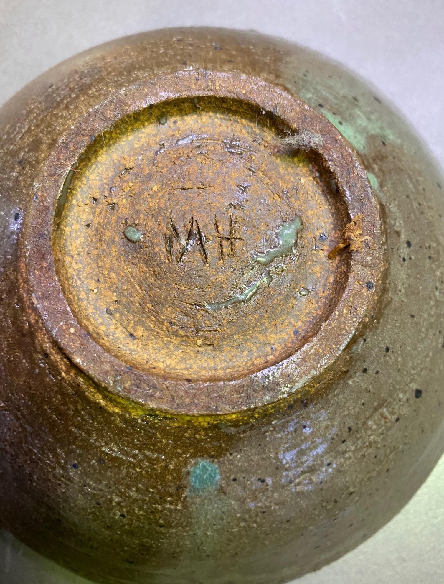 Mid-Century Modern Signed Deep Blue Glazed Pottery Ceramic Bowl 4
