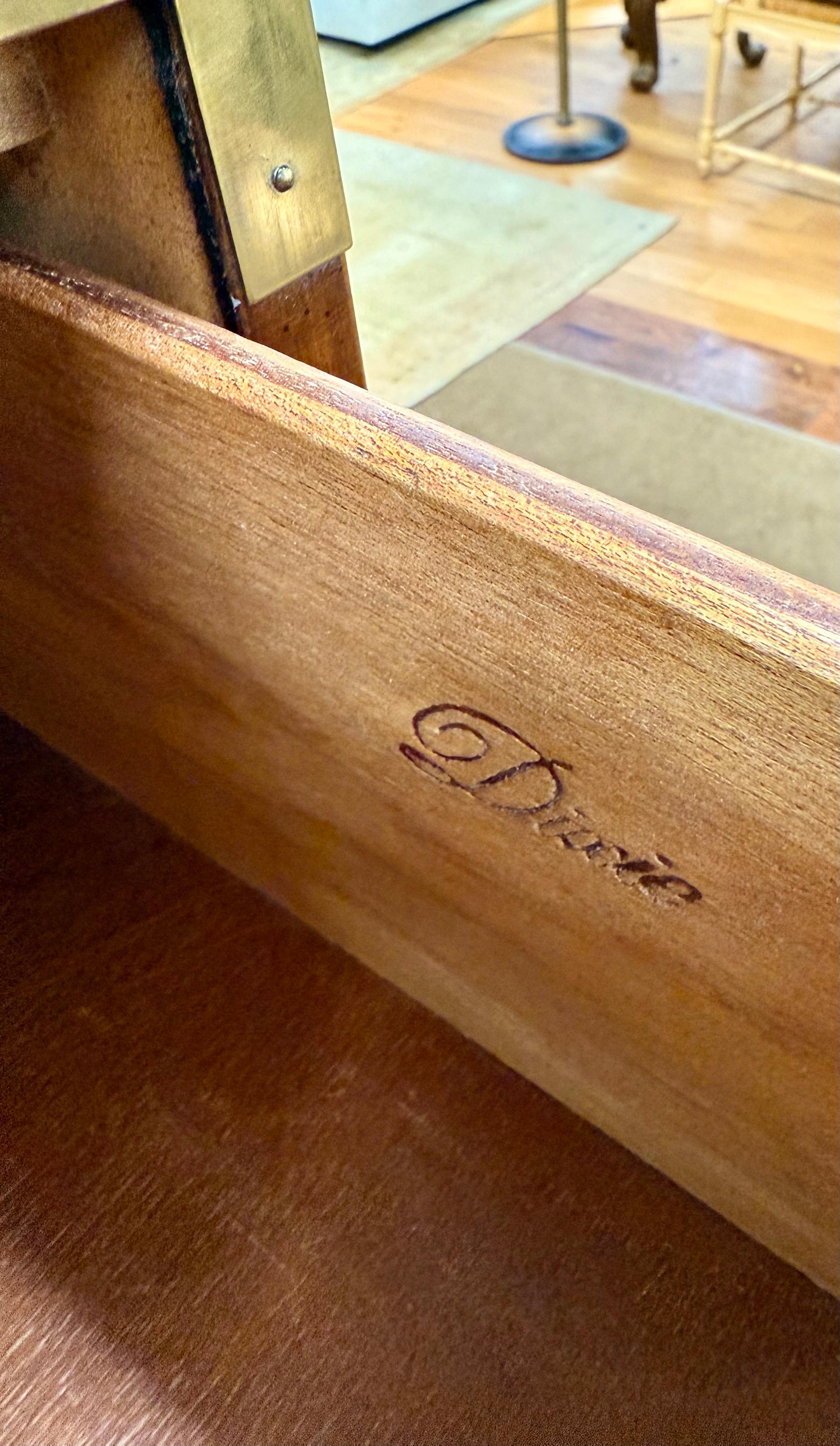 Mid Century Modern Signed Dixie Furniture Nine Drawer Walnut Campaign Dresser 2