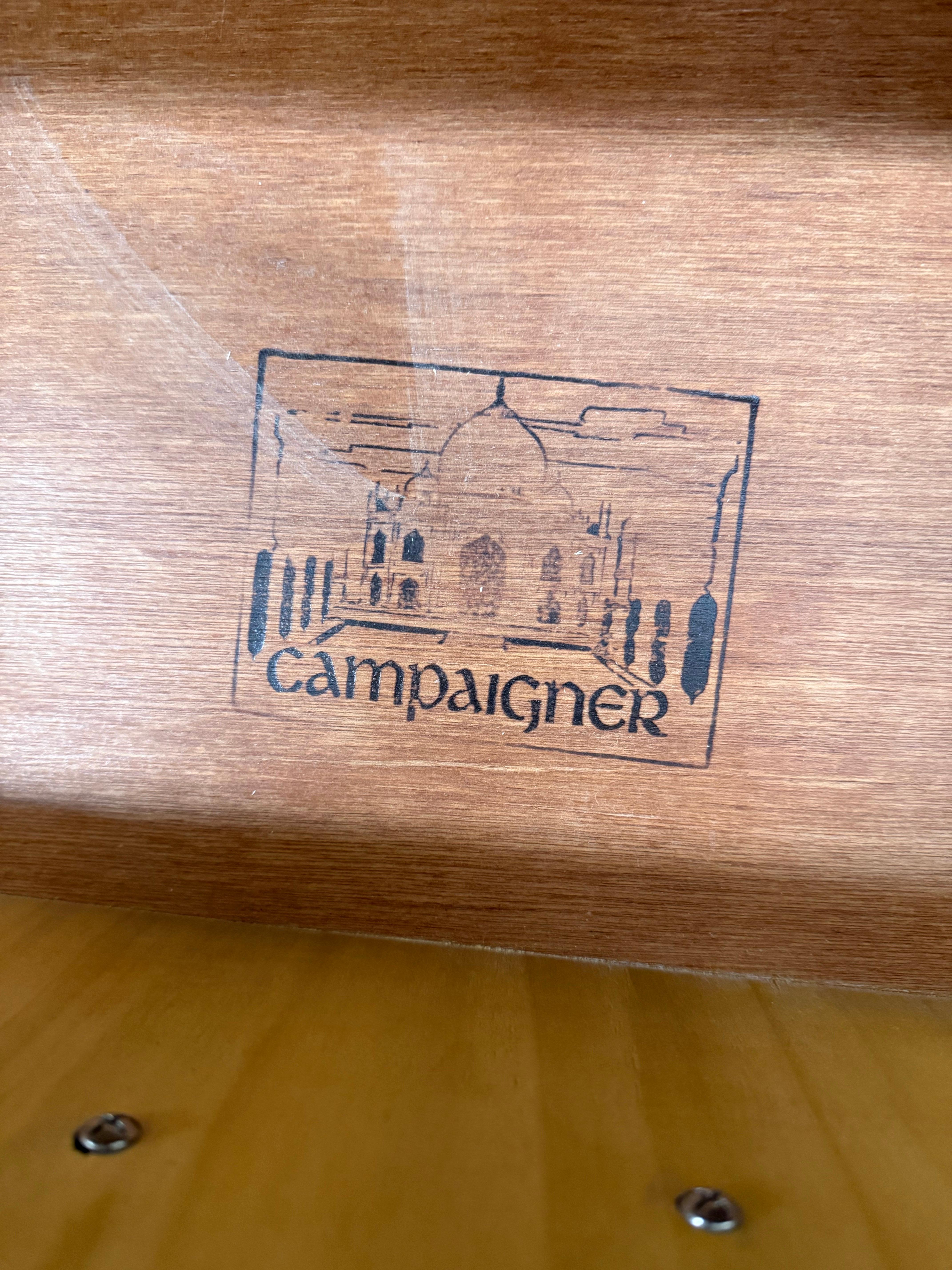 Campaign Mid Century Modern Signed Dixie Furniture Tall Thin Wardrobe Nightstand Dresser