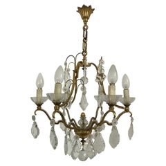 Mid-Century Modern Signed Gilt Bronze Chandelier by Petitot, France, circa 1940