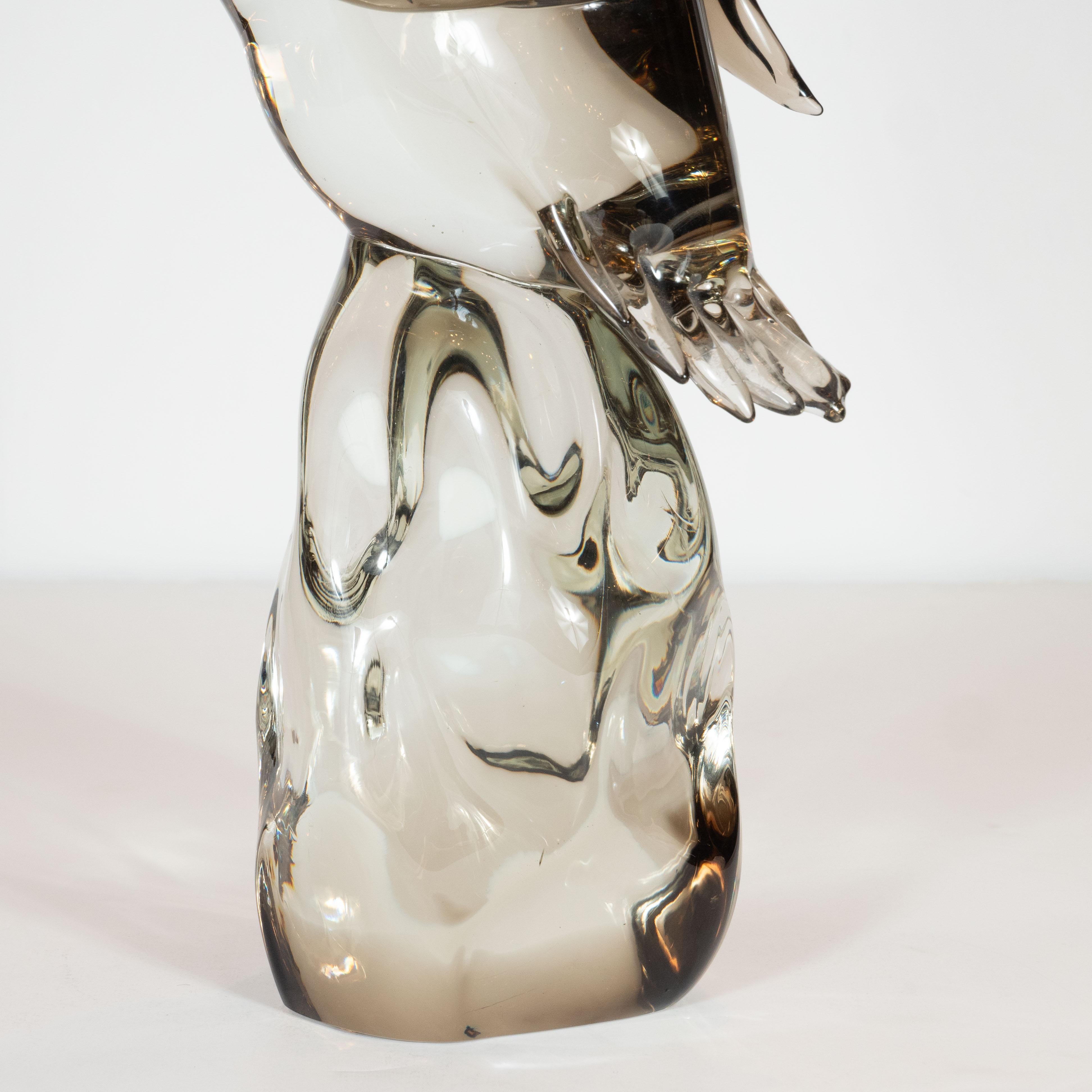 Mid-Century Modern Signed Hand Blown Murano Owl Sculpture by Licio Zanetti In Excellent Condition In New York, NY