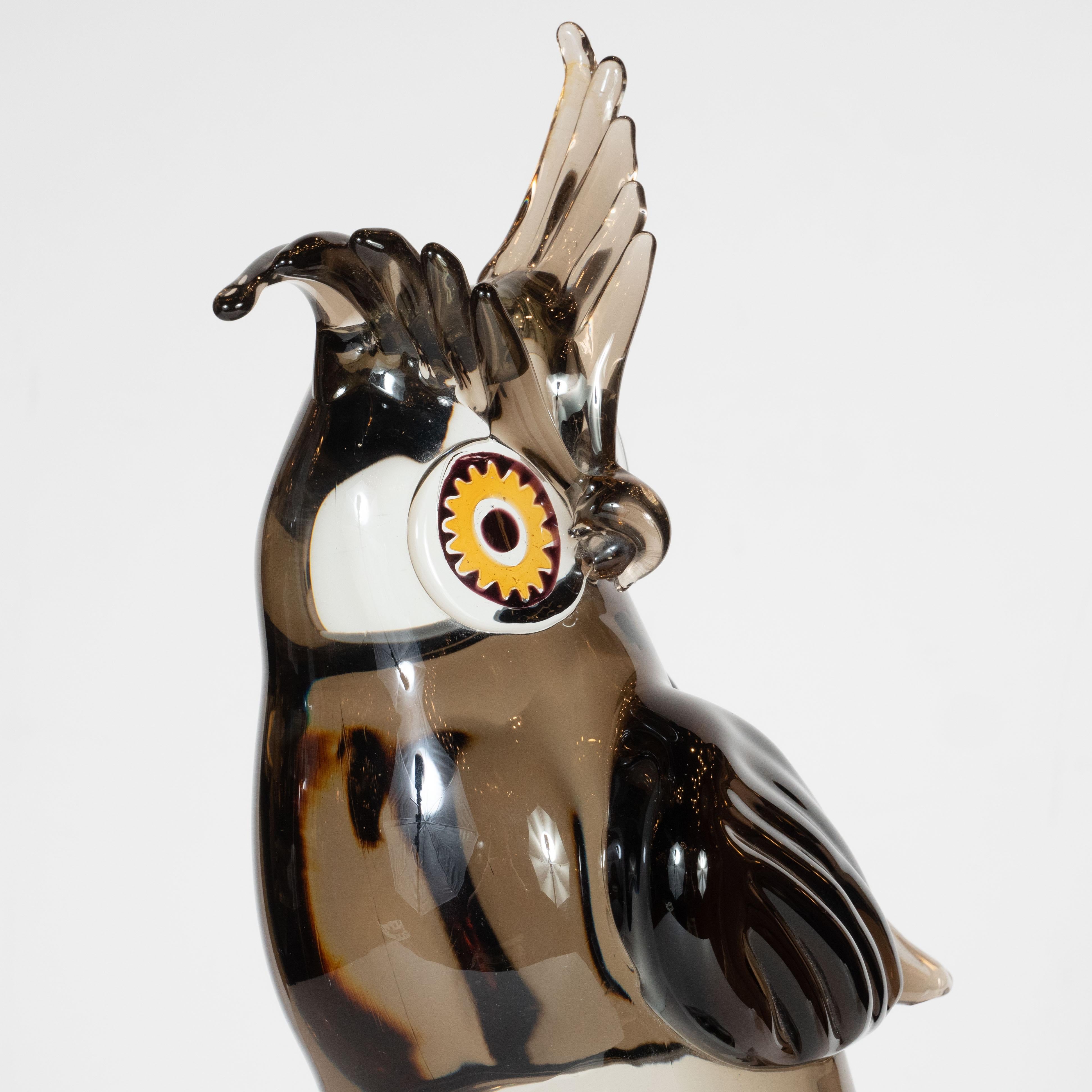 Murano Glass Mid-Century Modern Signed Hand Blown Murano Owl Sculpture by Licio Zanetti