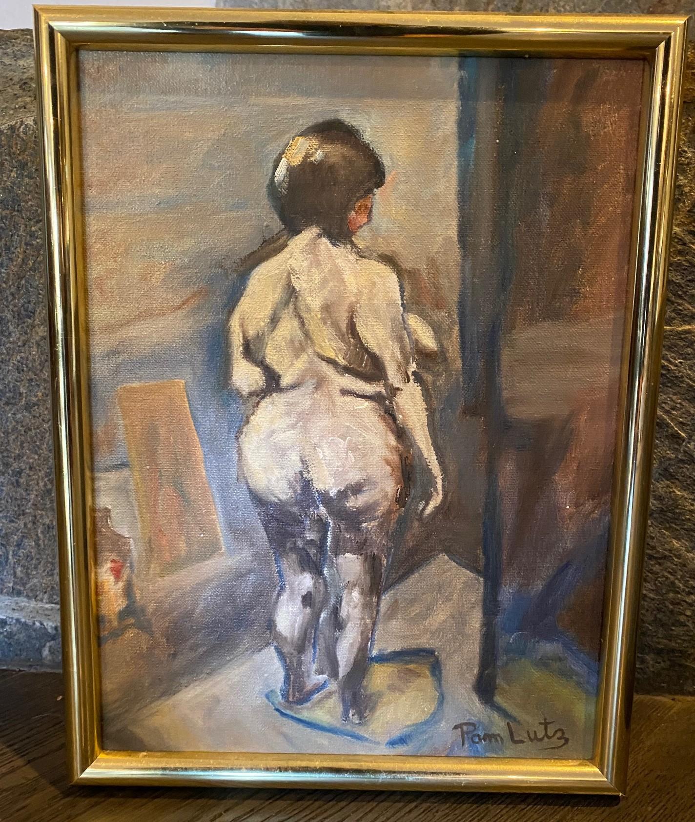 American Mid-Century Modern Signed Impressionist Original Nude Female Abstract Painting For Sale