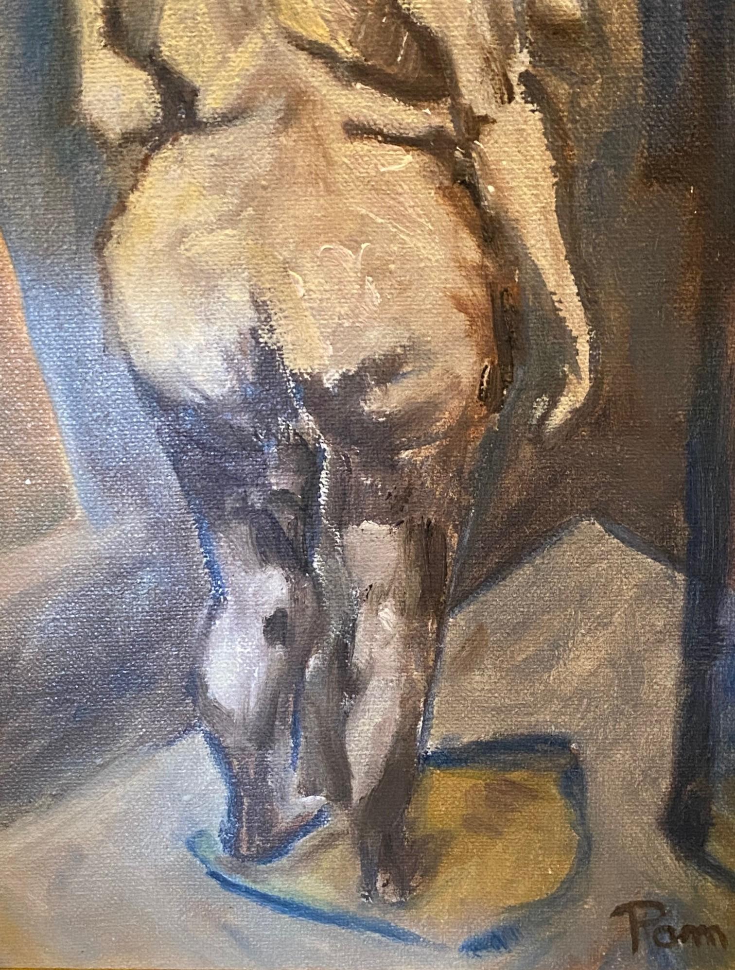 Mid-Century Modern Signed Impressionist Original Nude Female Abstract Painting In Good Condition For Sale In Studio City, CA