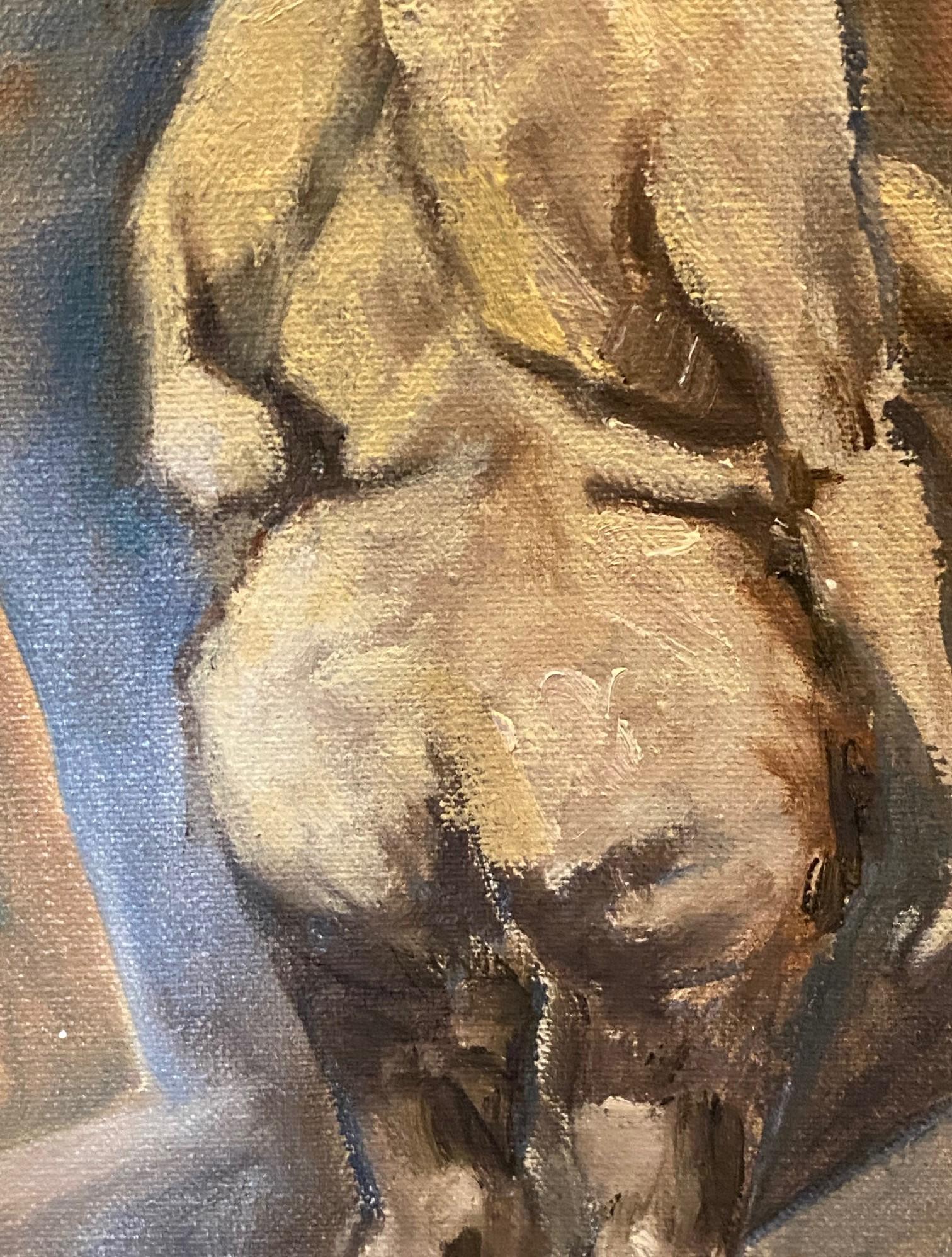 Canvas Mid-Century Modern Signed Impressionist Original Nude Female Abstract Painting For Sale
